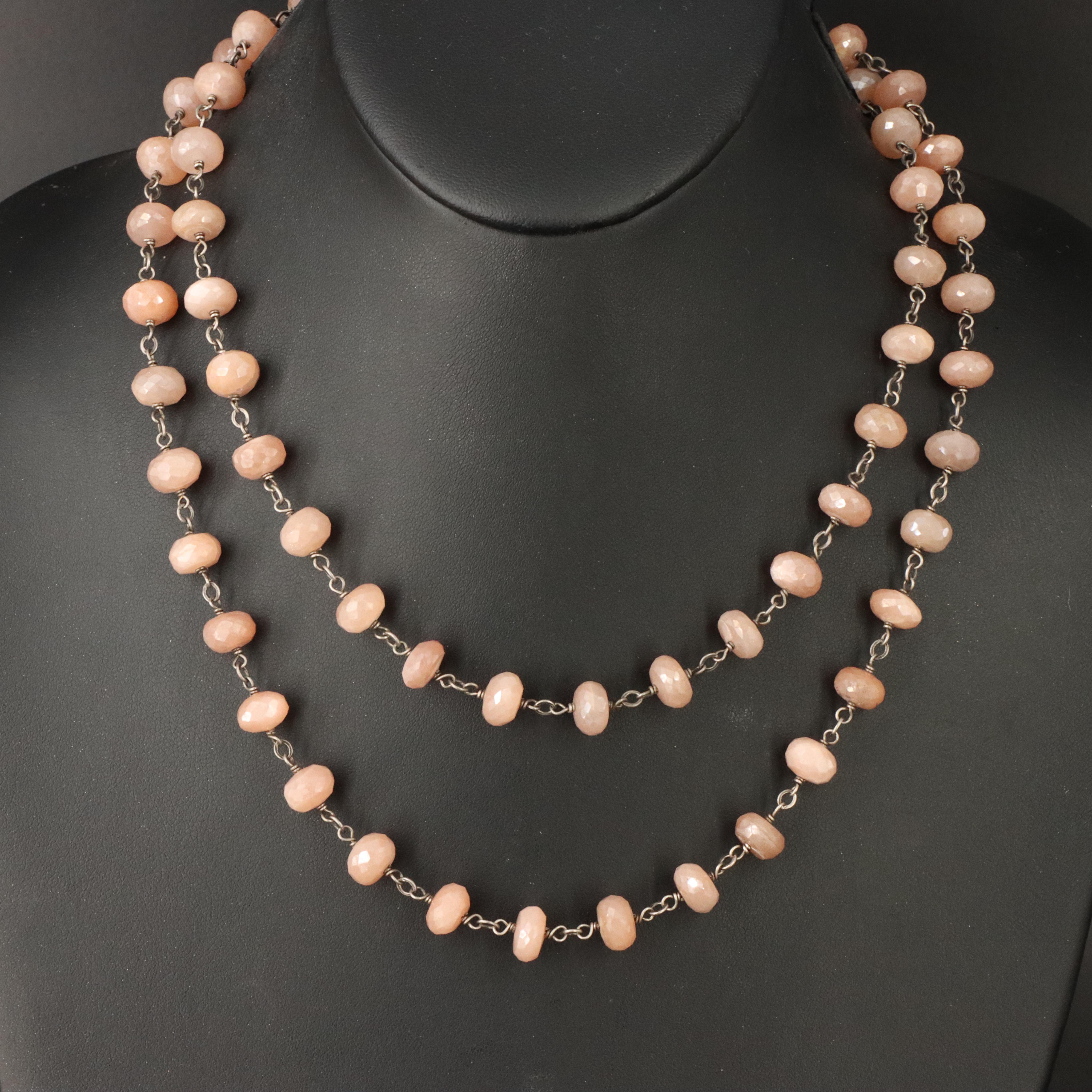 Sheryl Lowe Sterling Sunstone Station Necklace with Diamond Accents