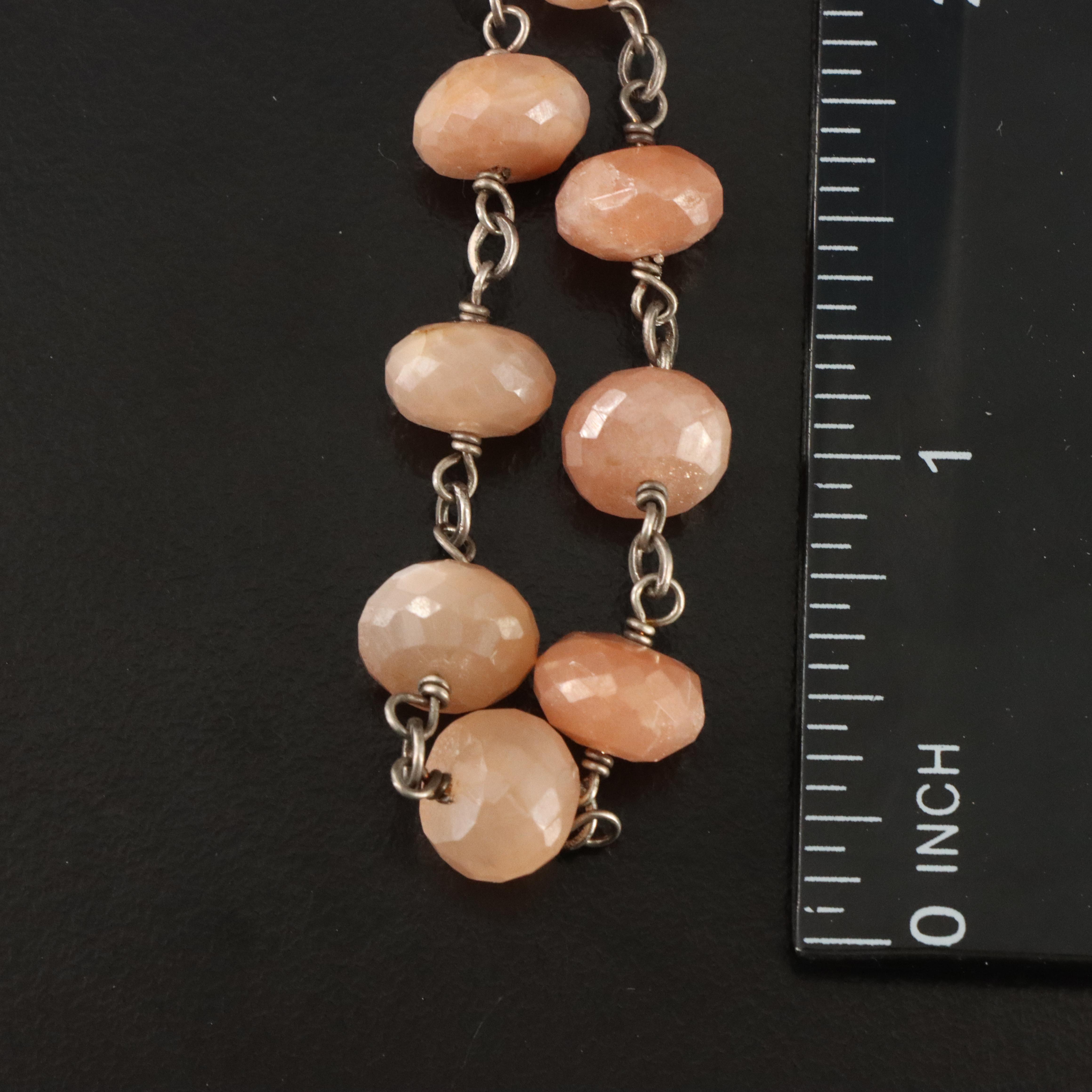 Sheryl Lowe Sterling Sunstone Station Necklace with Diamond Accents