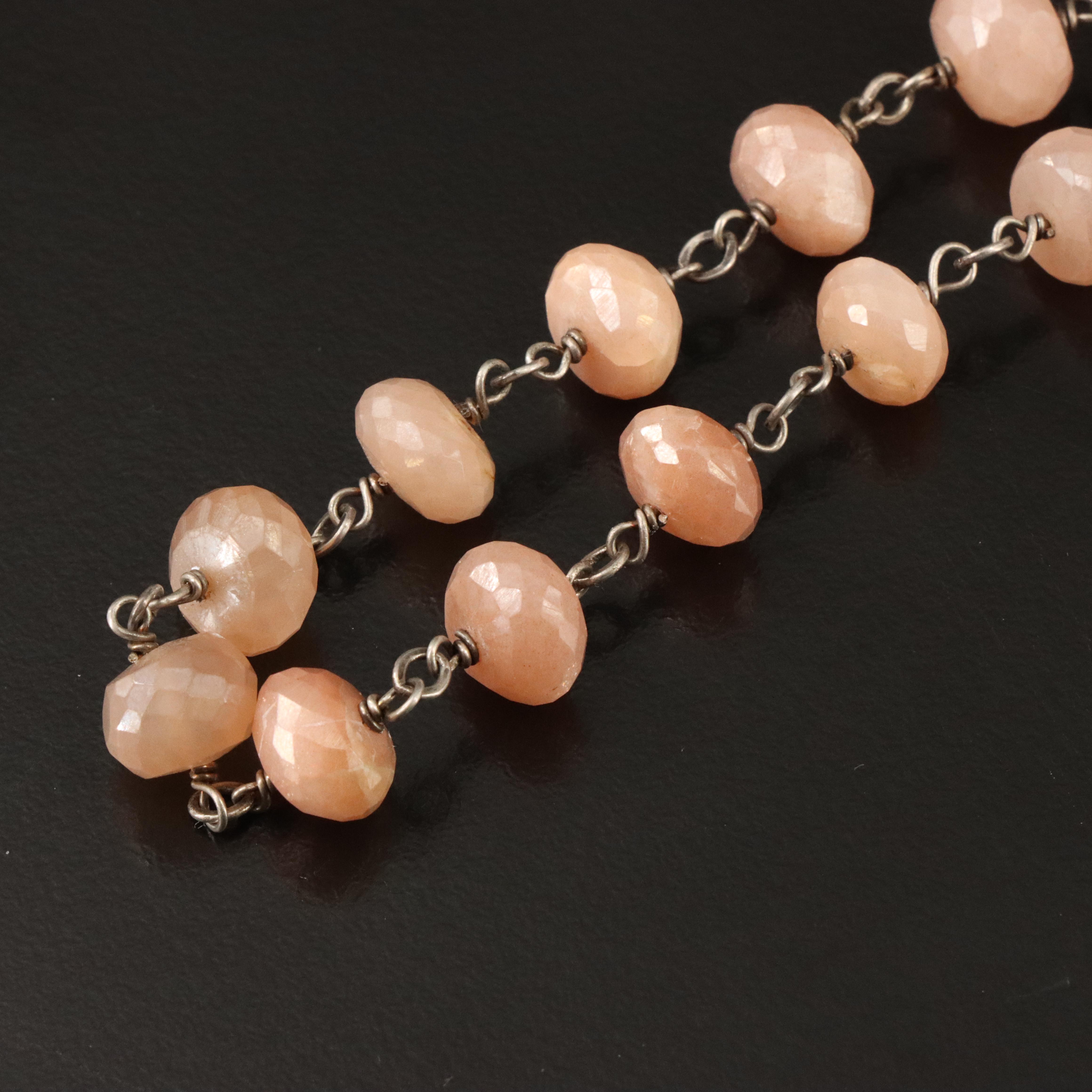 Sheryl Lowe Sterling Sunstone Station Necklace with Diamond Accents