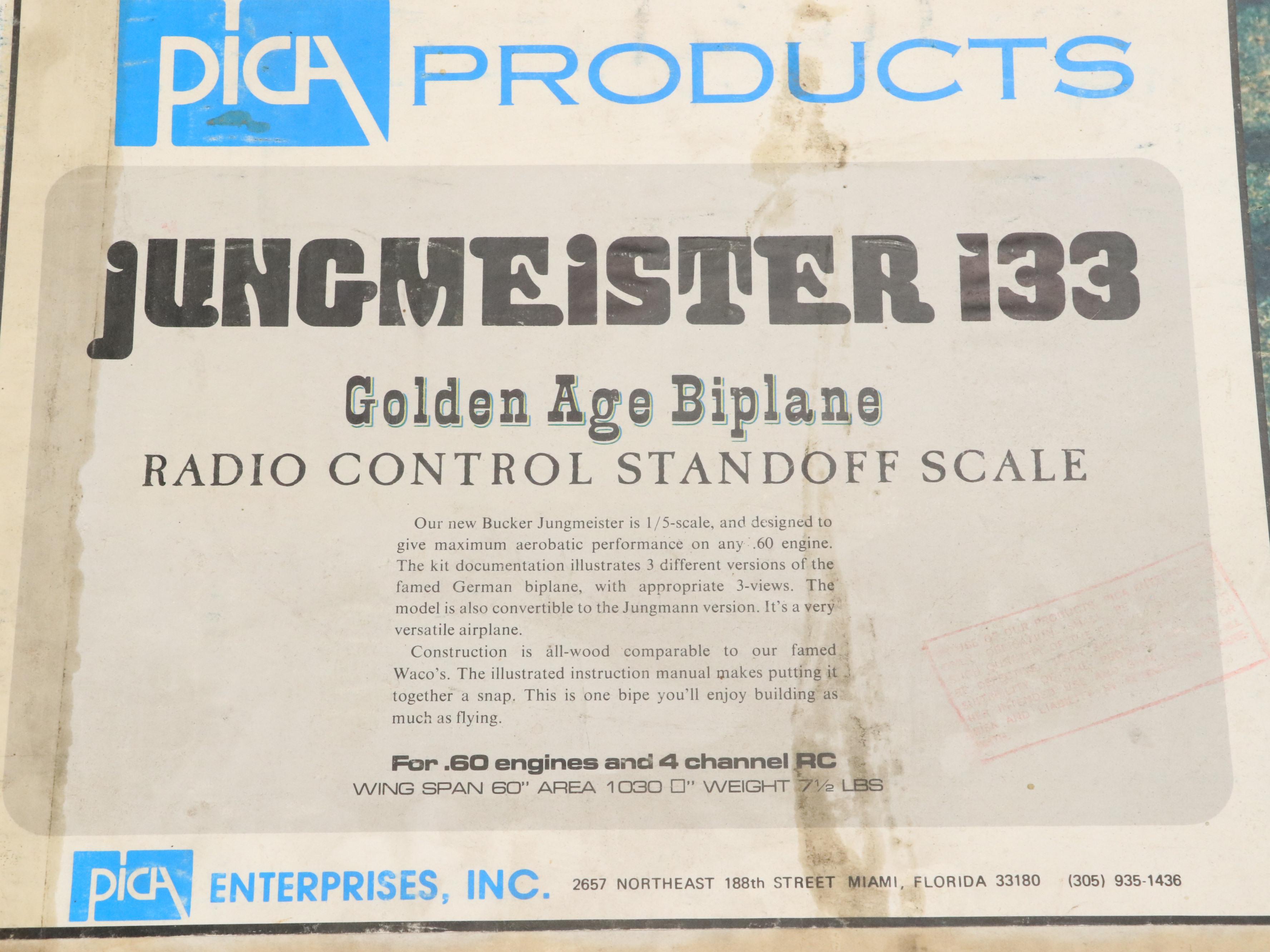Pica Enterprises "Jungmeister 133" Radio Control Standoff Scale Airplane Kit