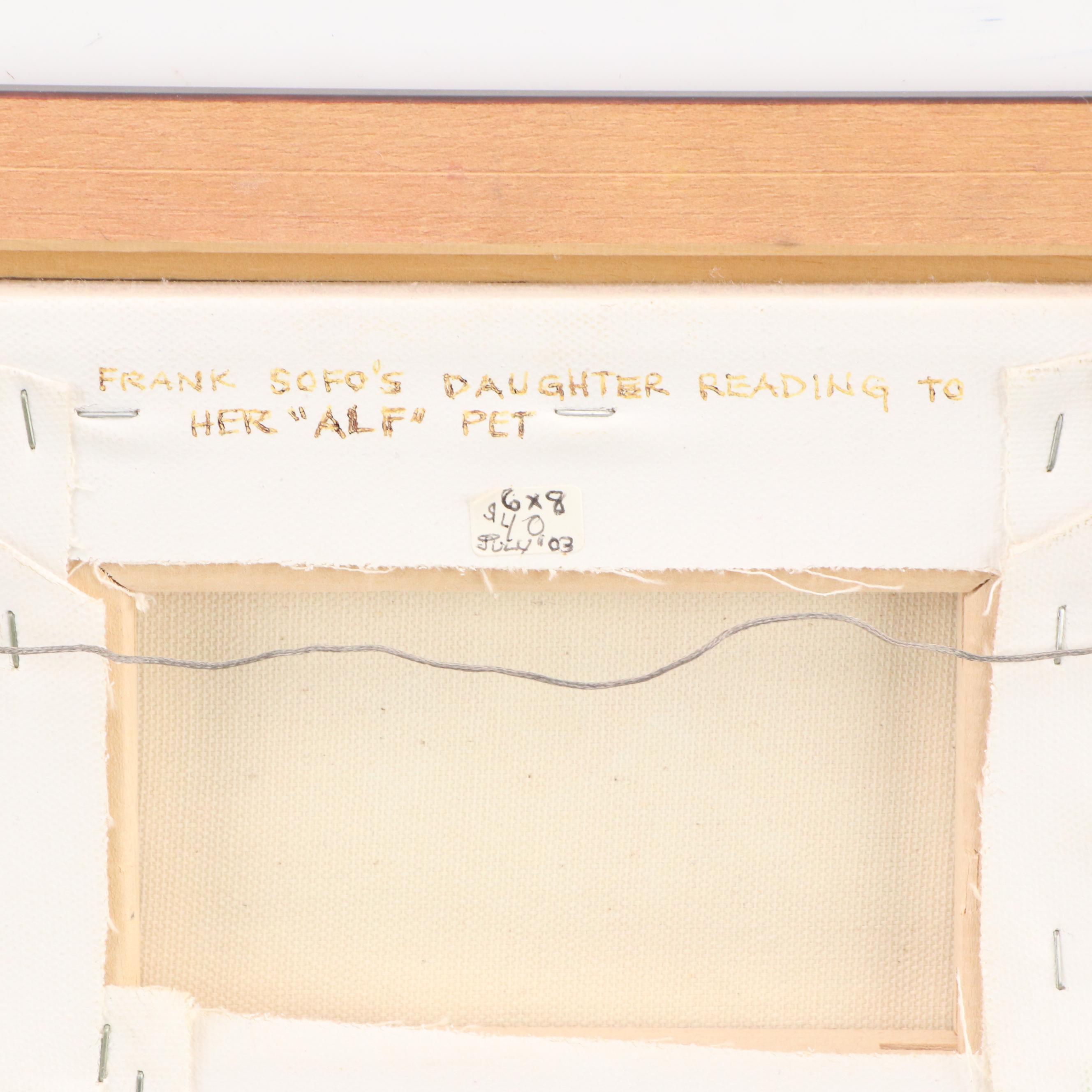 Frank Sofo Oil Painting "Daughter Reading to Her 'Alf' Pet," 2003