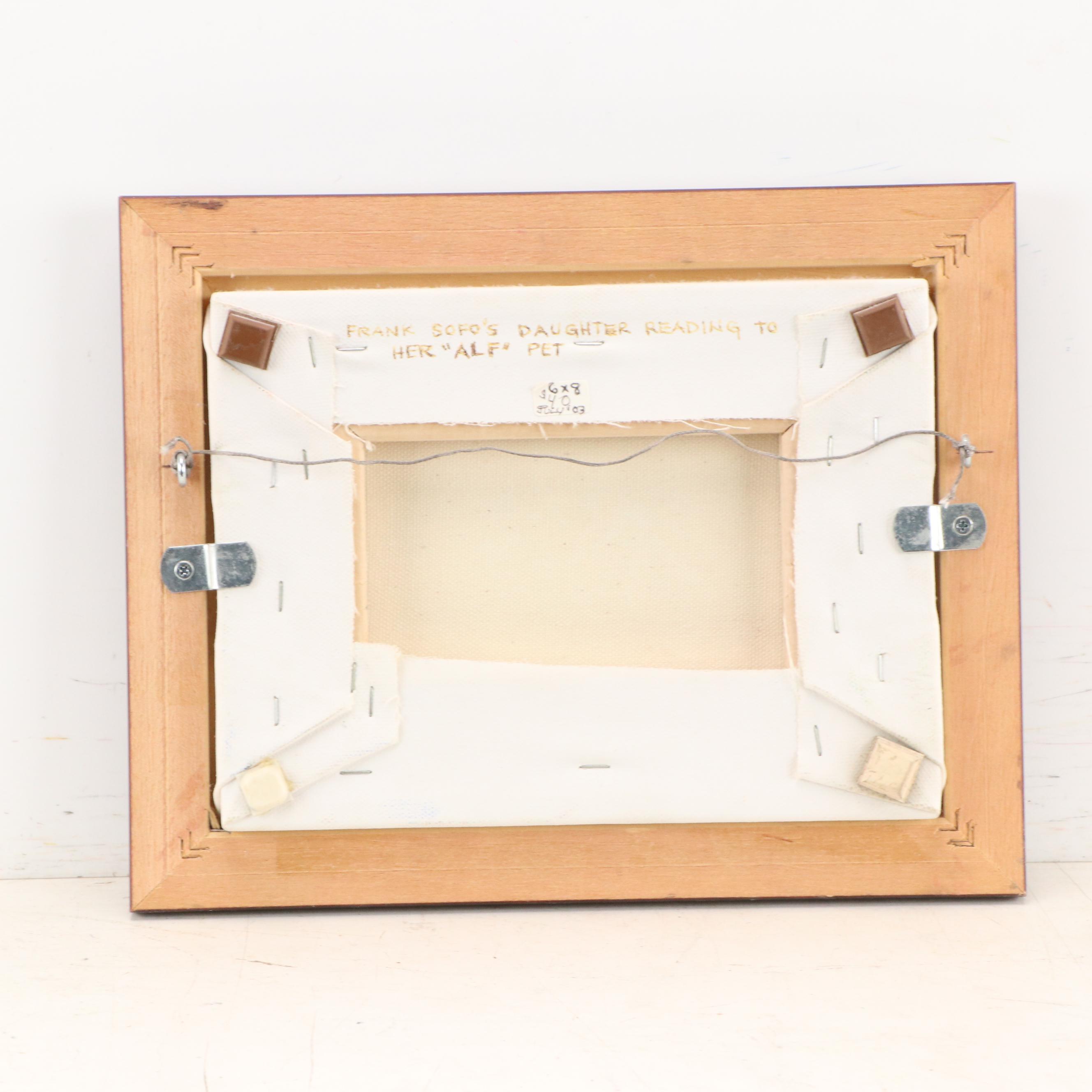 Frank Sofo Oil Painting "Daughter Reading to Her 'Alf' Pet," 2003