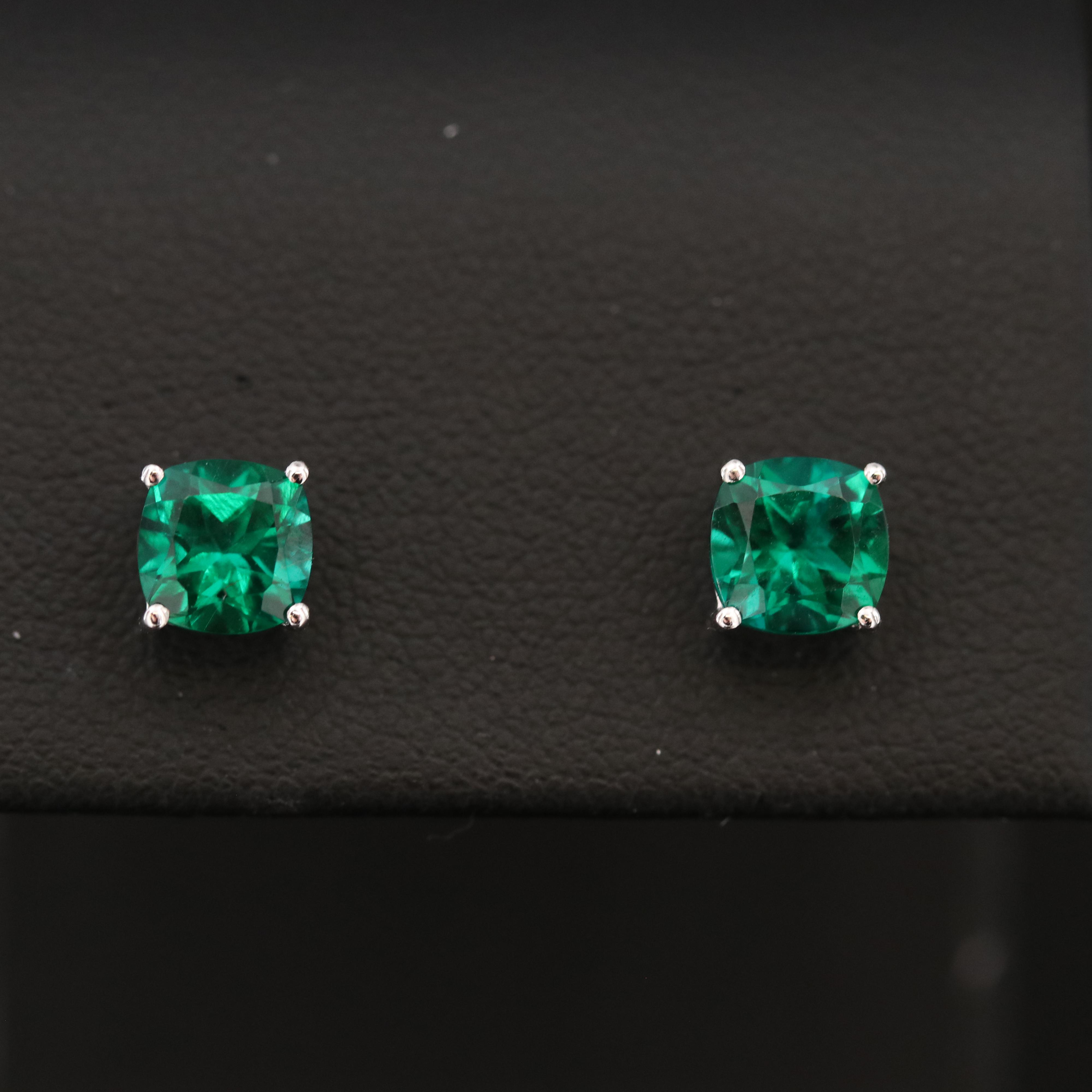 Sterling Emerald Stud Earrings