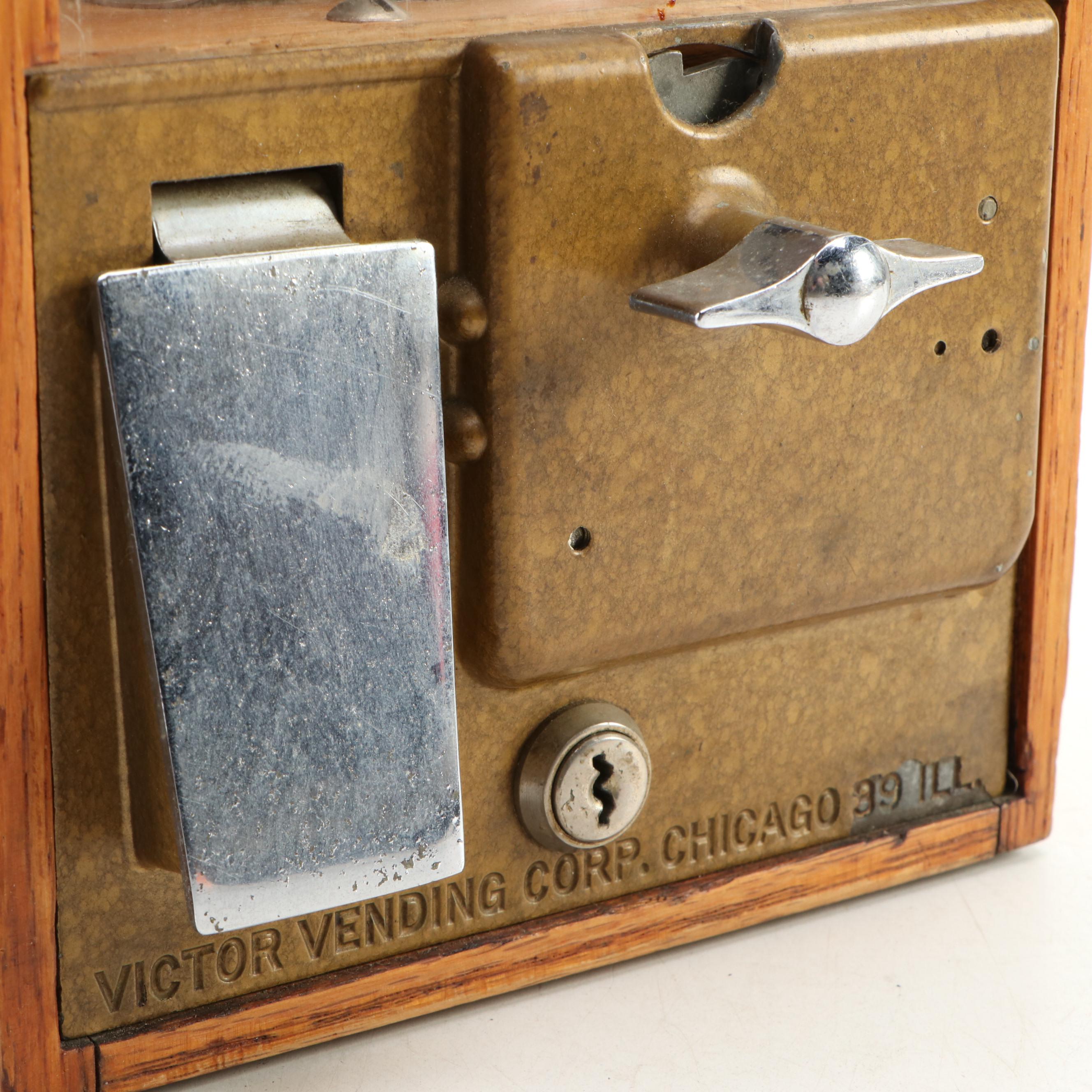 Victor Vending Corp. Baby-Grand Oak Case Gumball Machine