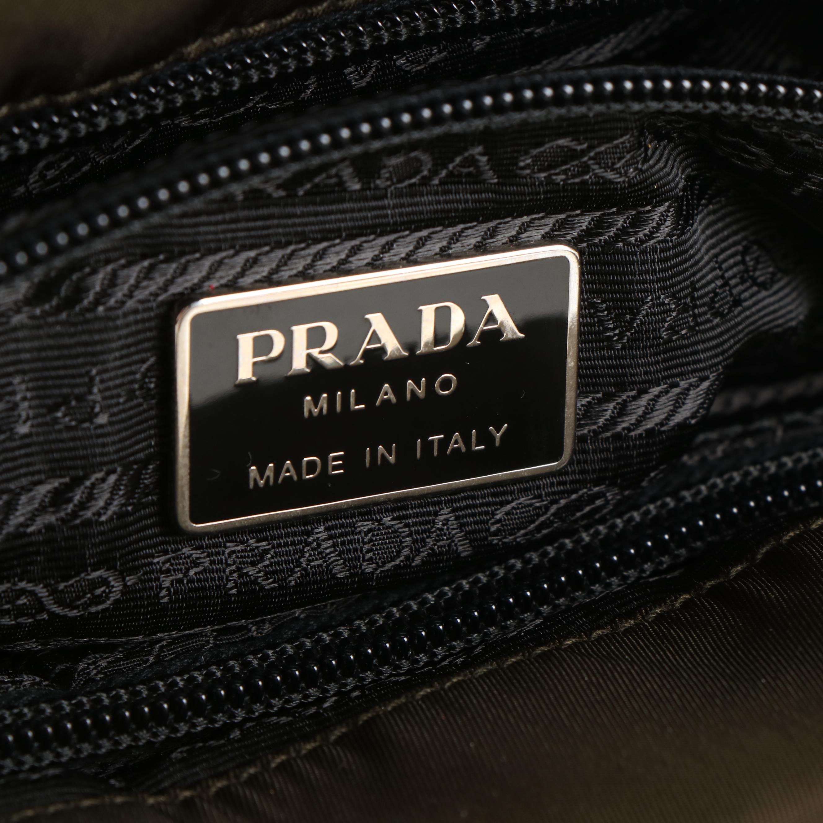Prada Triangle Logo Khaki Green Tote Bag