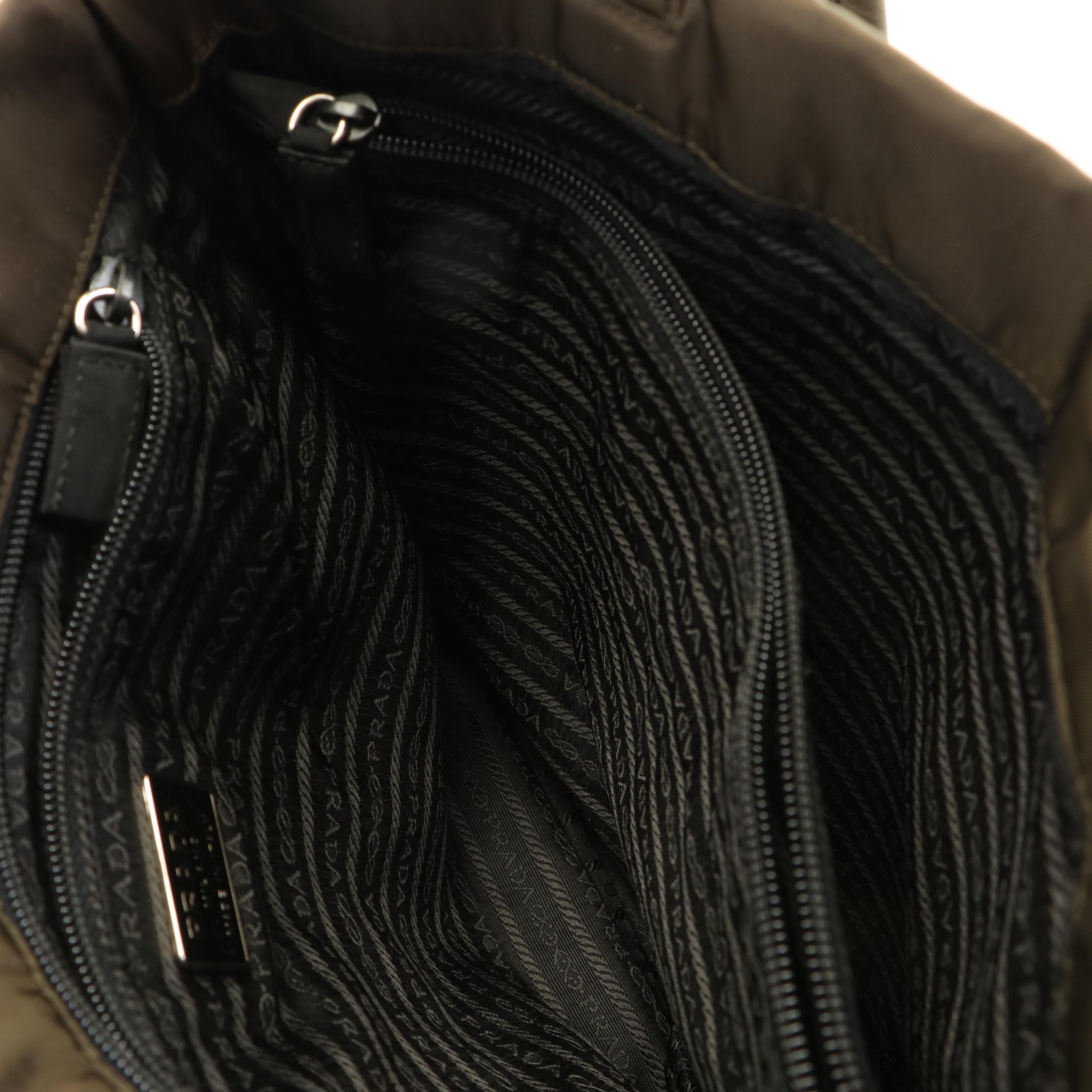 Prada Triangle Logo Khaki Green Tote Bag