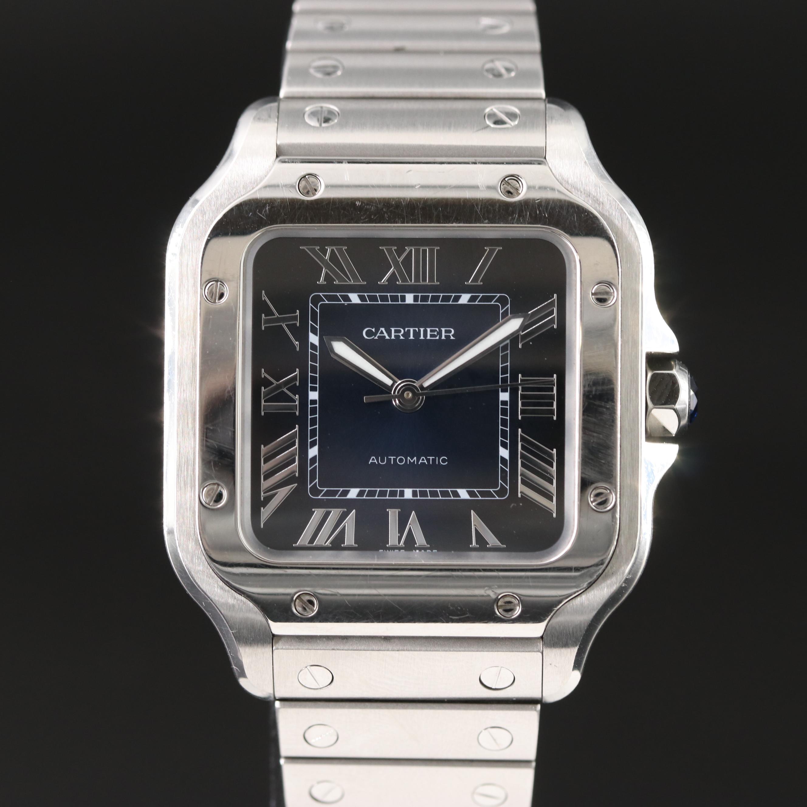 Cartier Santos de Cartier 4075 Blue Steel Automatic Watch