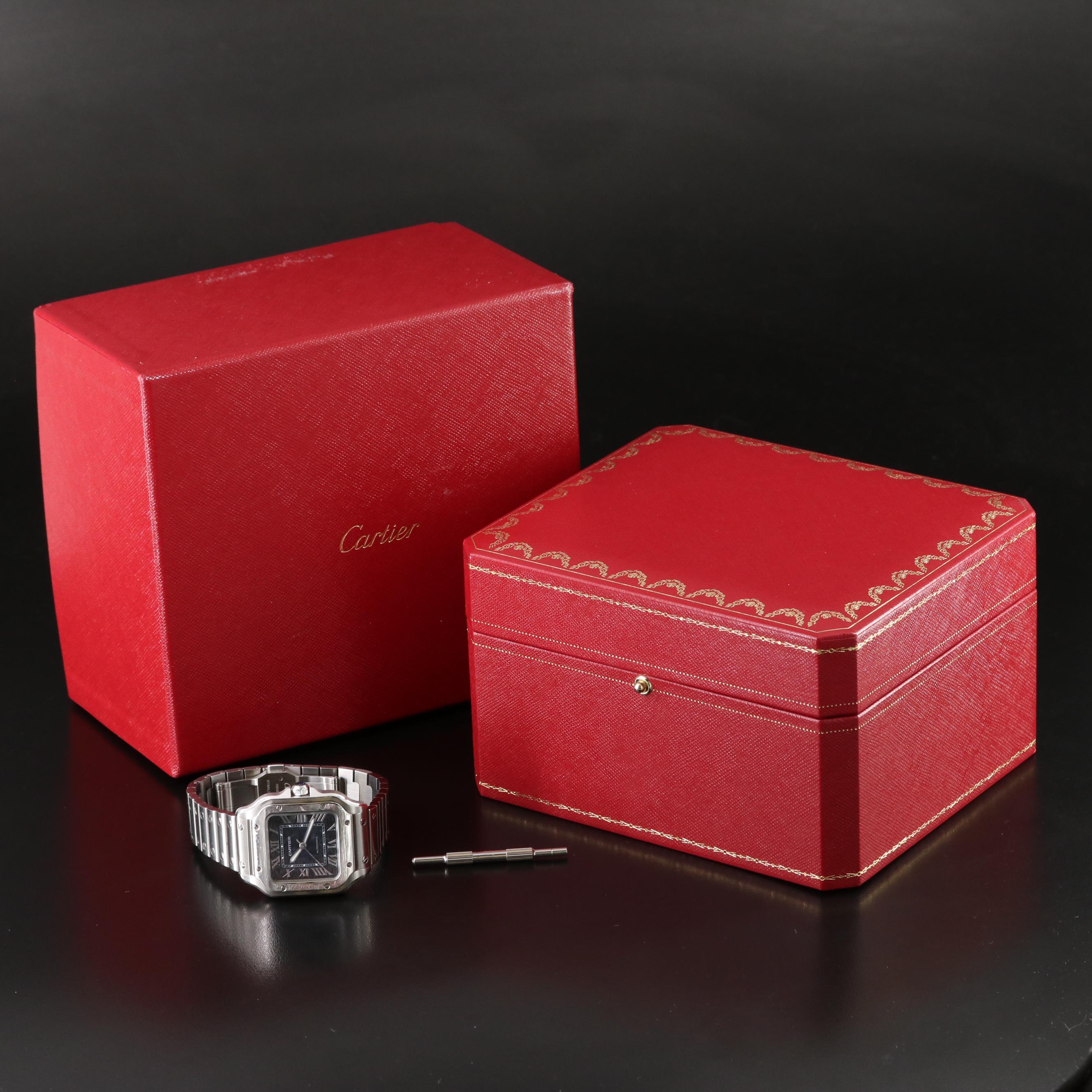 Cartier Santos de Cartier 4075 Blue Steel Automatic Watch