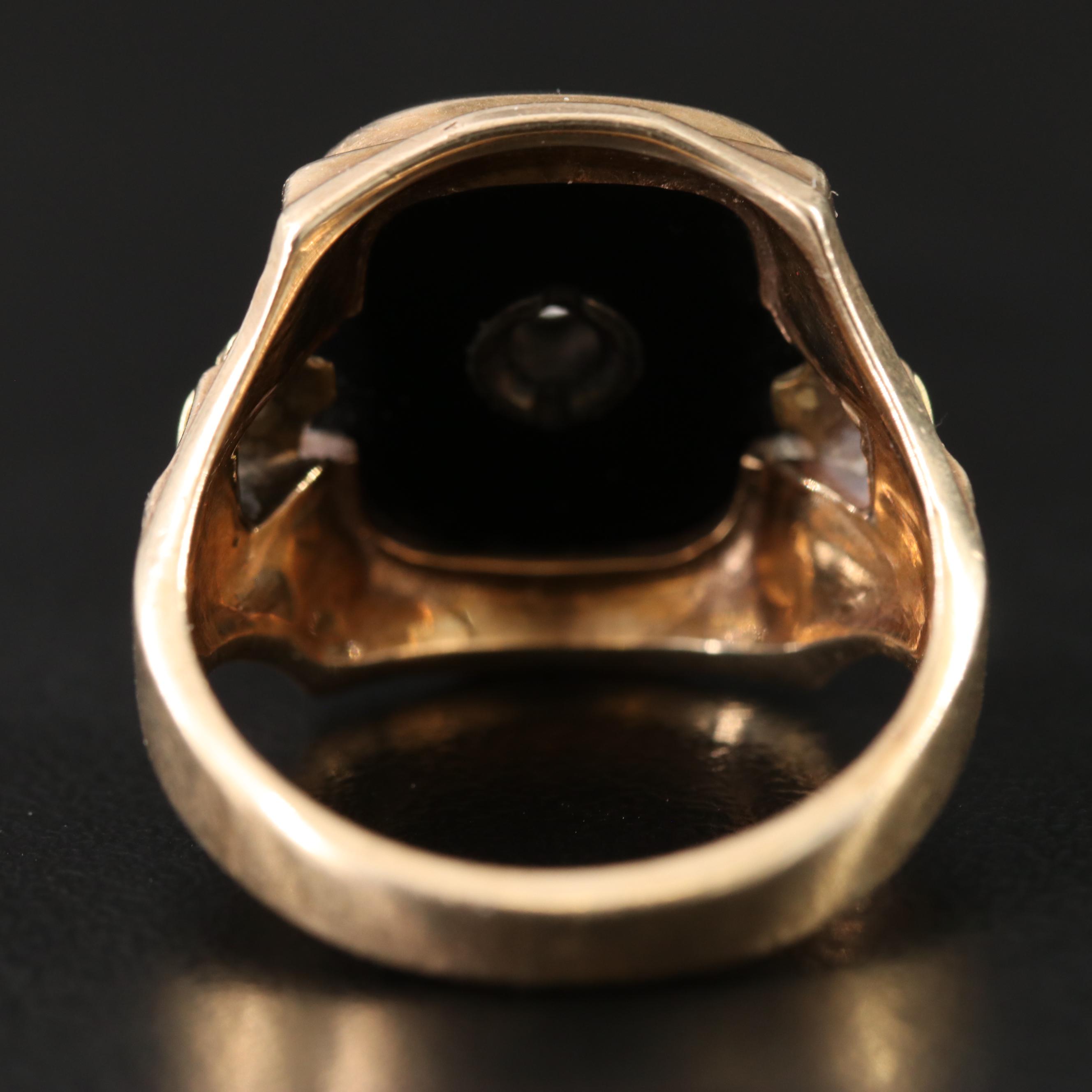 Vintage House of Kraus 10K Onyx and Diamond Ring