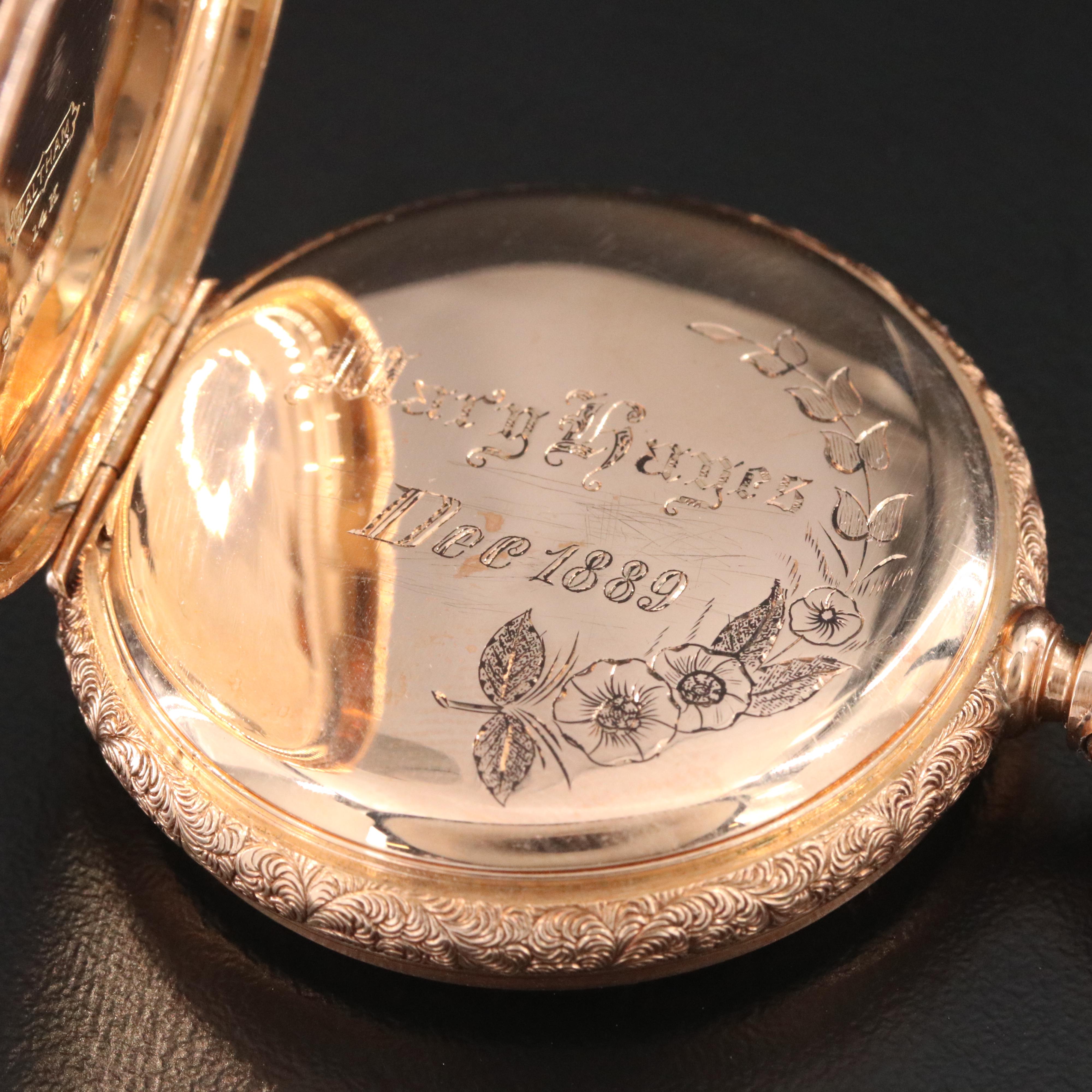 1889 14K Waltham Hunting Case Pocket Watch