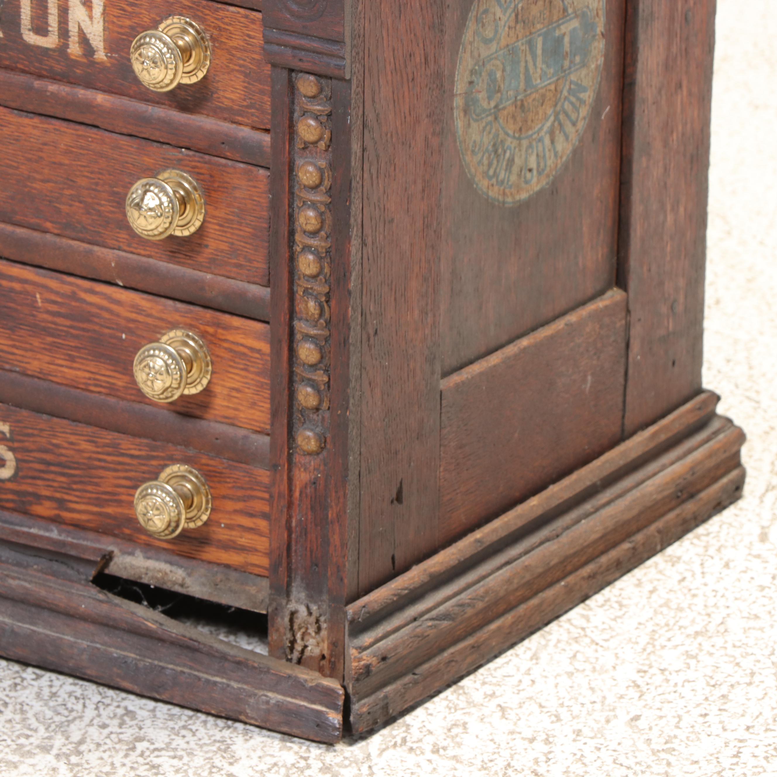Clark's O.N.T. Oak Six-Drawer Spool Cabinet, Early 20th Century