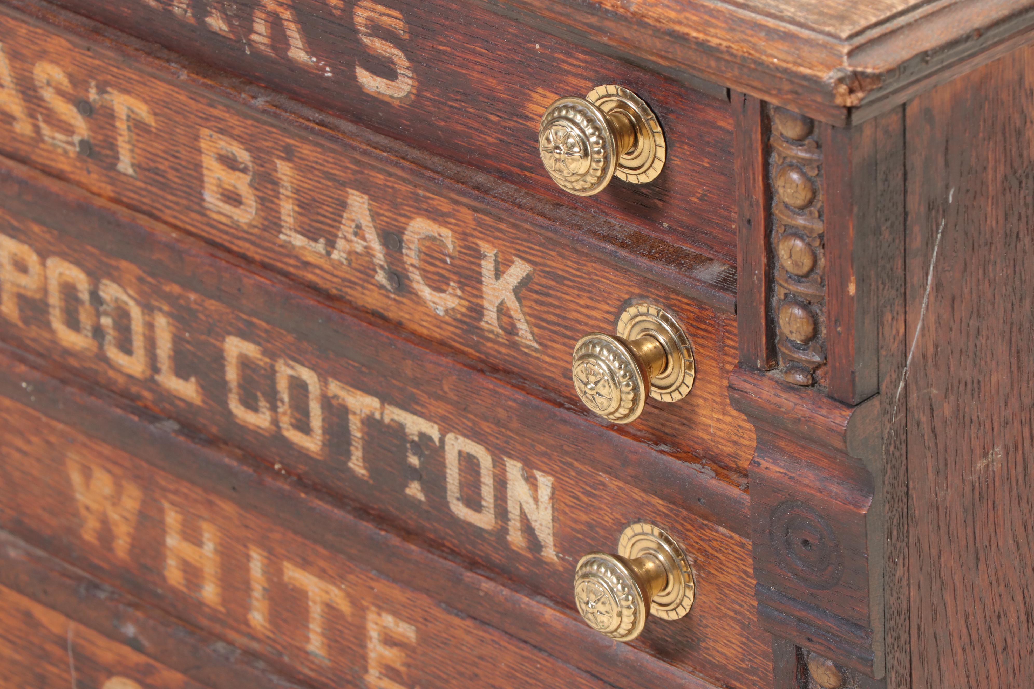 Clark's O.N.T. Oak Six-Drawer Spool Cabinet, Early 20th Century