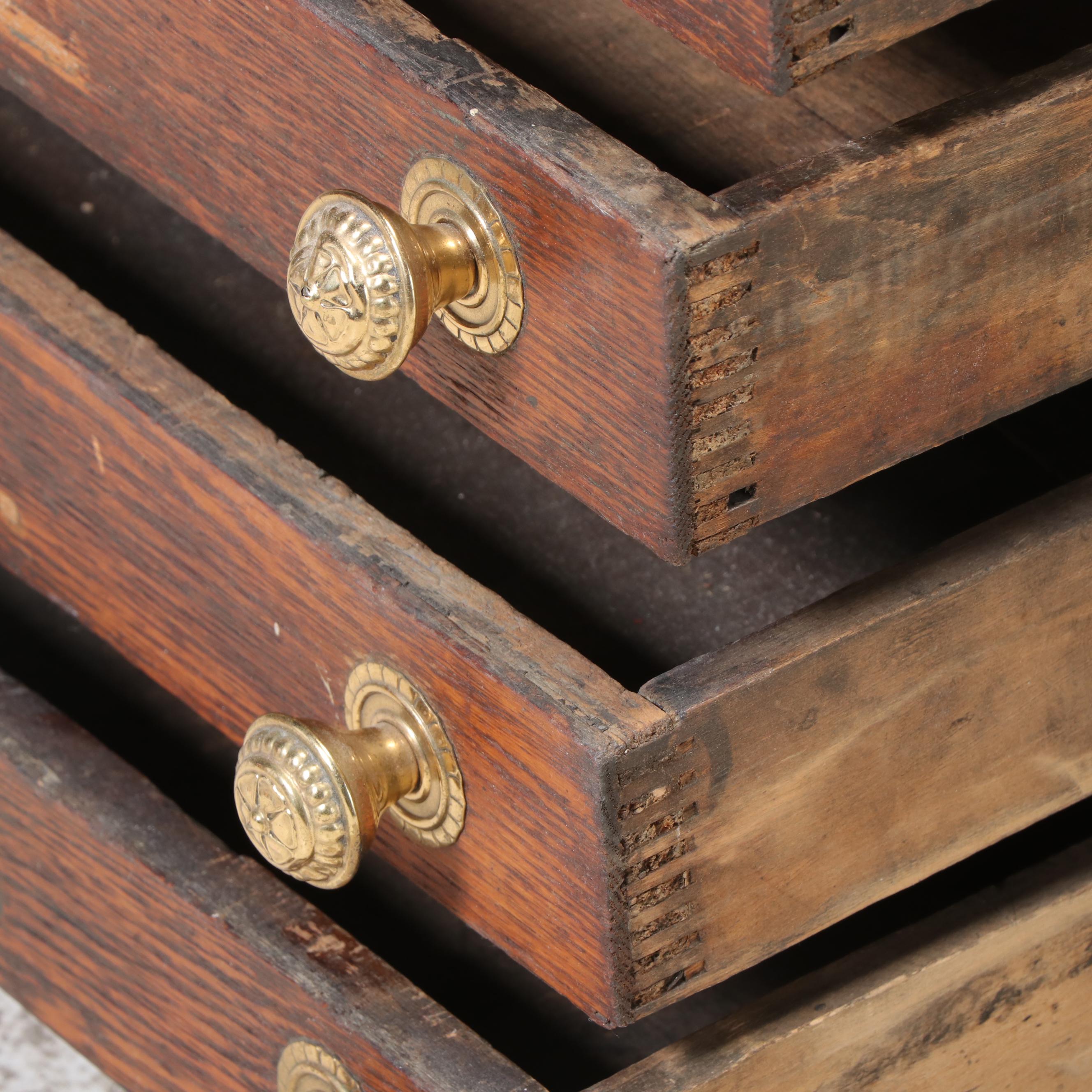 Clark's O.N.T. Oak Six-Drawer Spool Cabinet, Early 20th Century