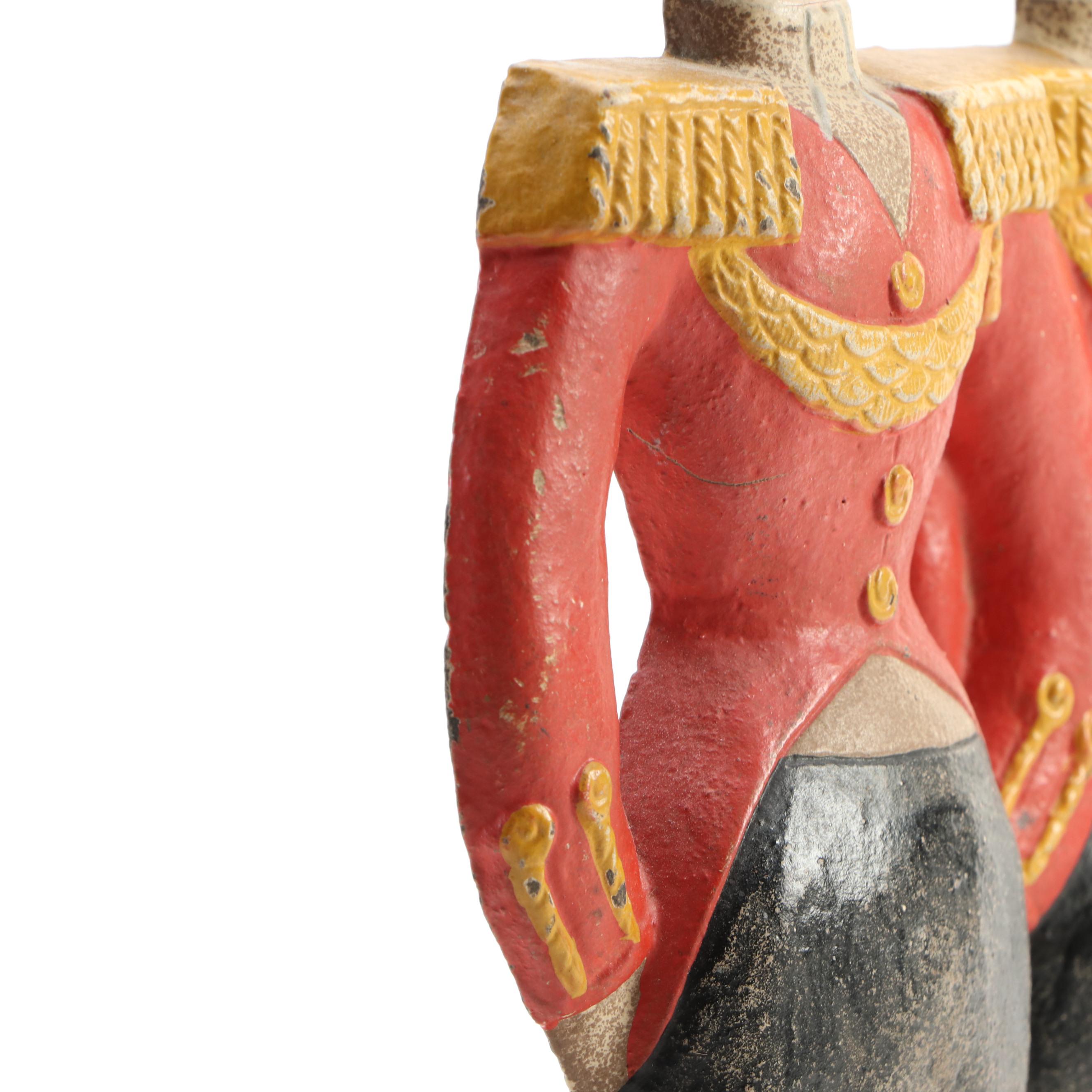 Hubley Anne Fish Painted Cast Iron Double Footmen Doorstop, Early to Mid-20th C.