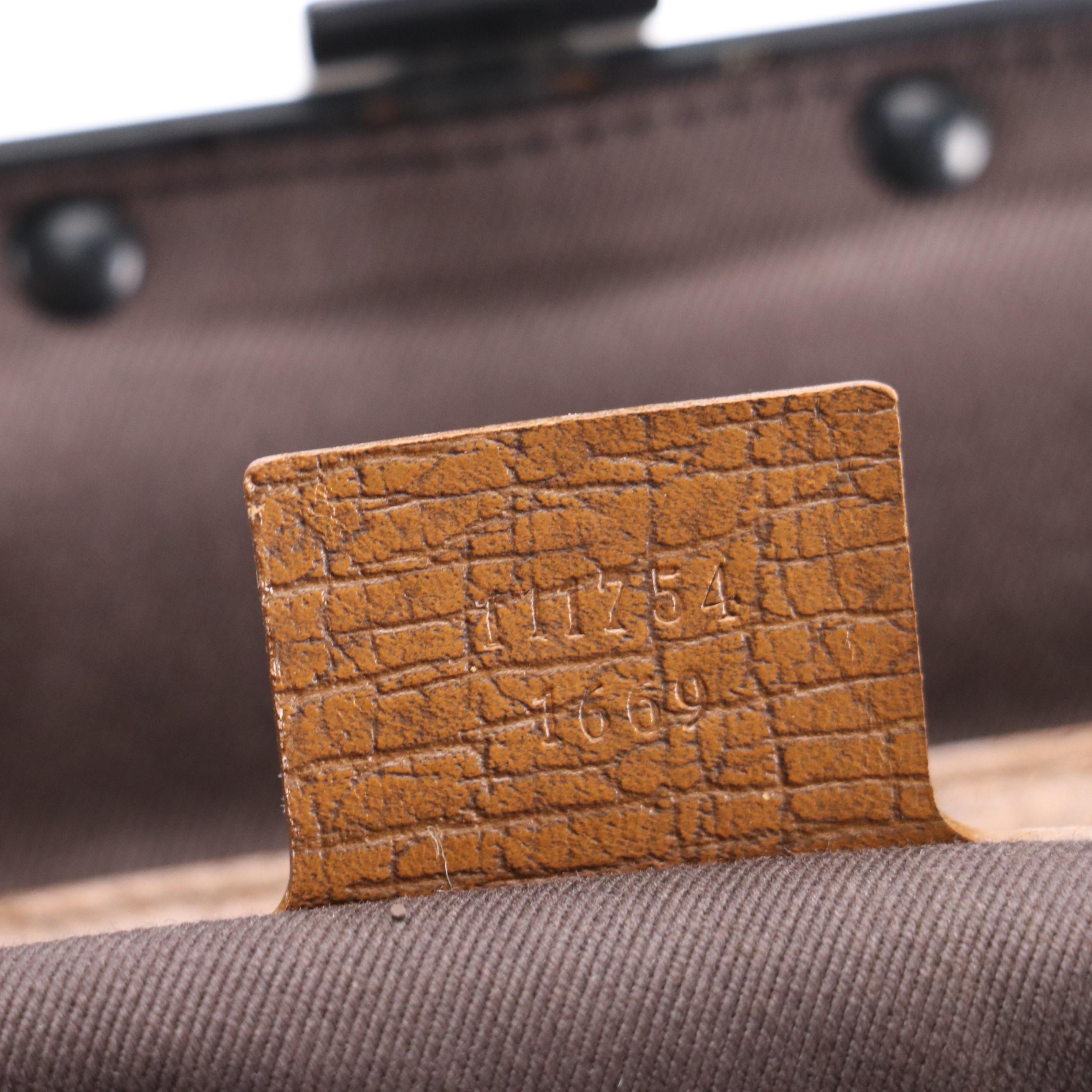 Gucci GG Canvas and Textured Leather Frame Bag with Bamboo Trim Handles