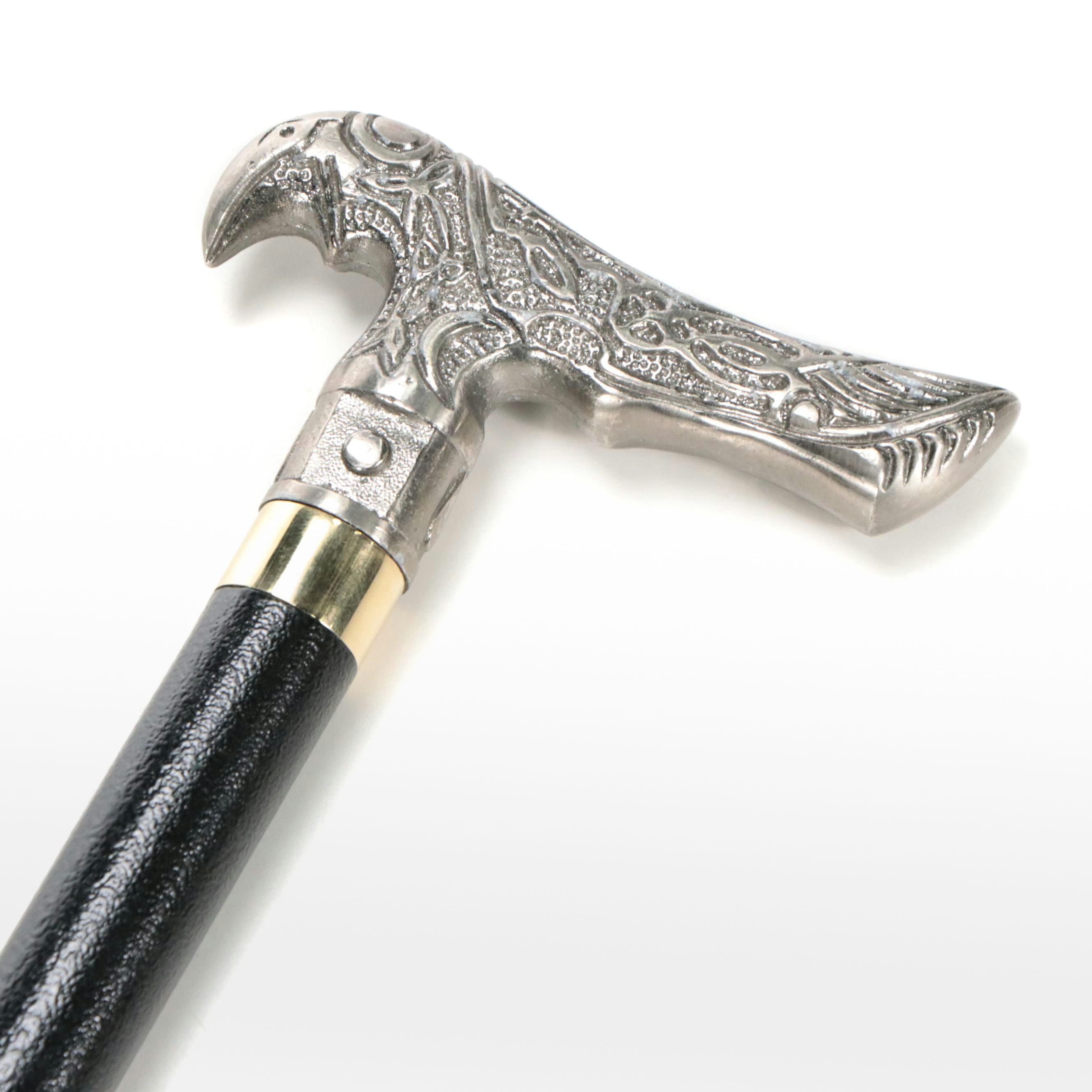 Crow Embossed Derby Handle Sword Cane