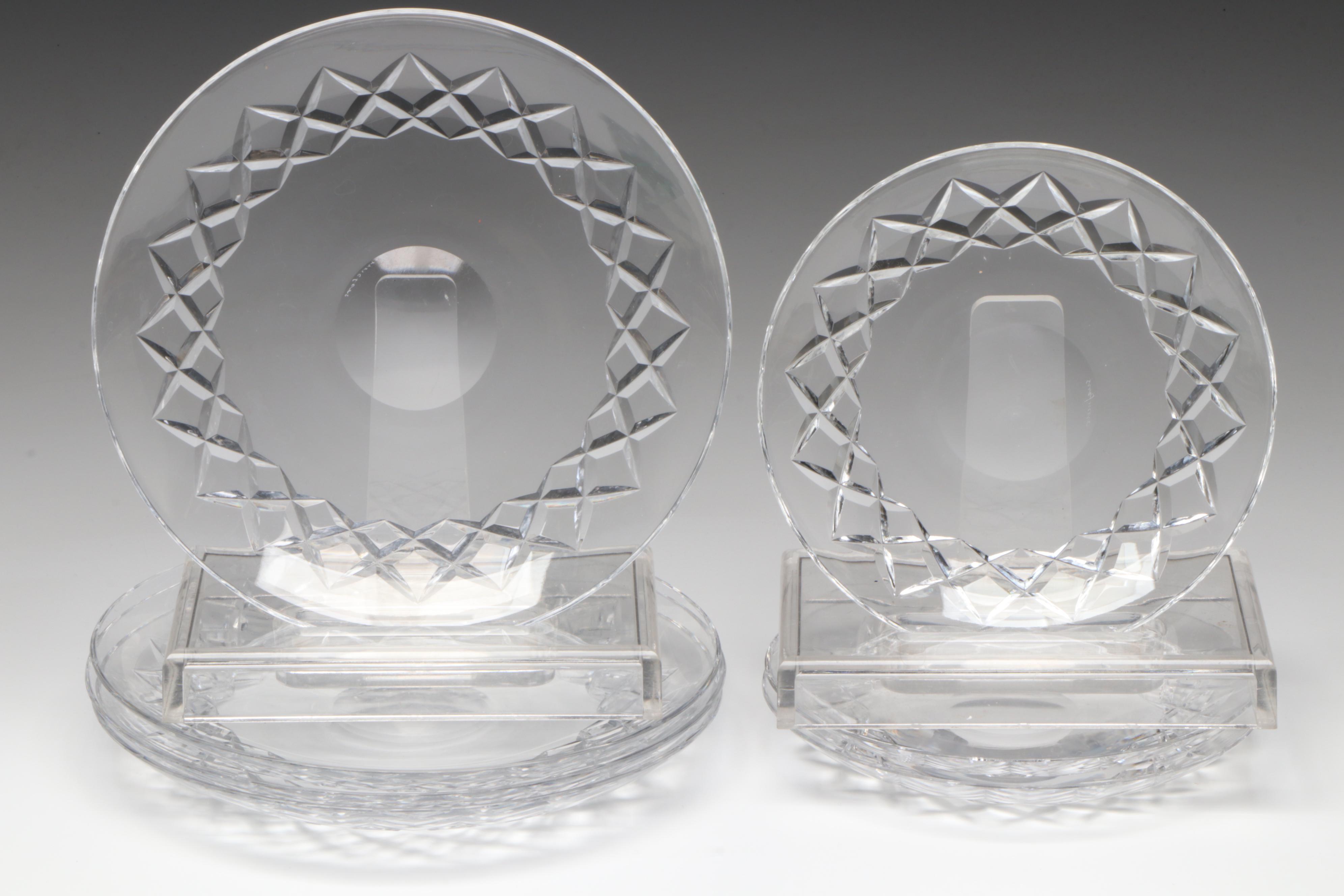 Orrefors "Karolina" Crystal Bread&Butter and Salad Plates and Glass Salt Cellars