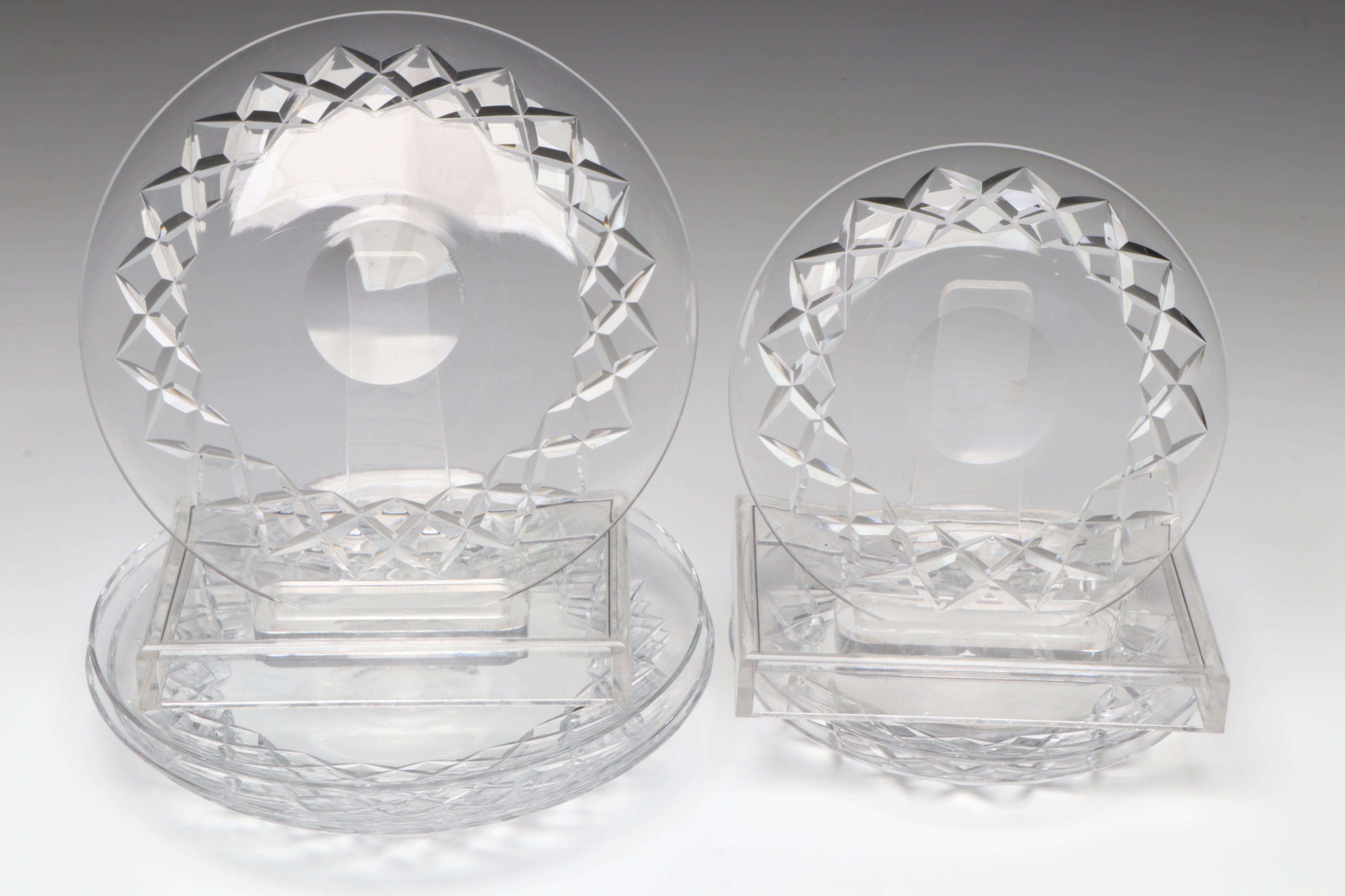 Orrefors "Karolina" Crystal Bread&Butter and Salad Plates and Glass Salt Cellars