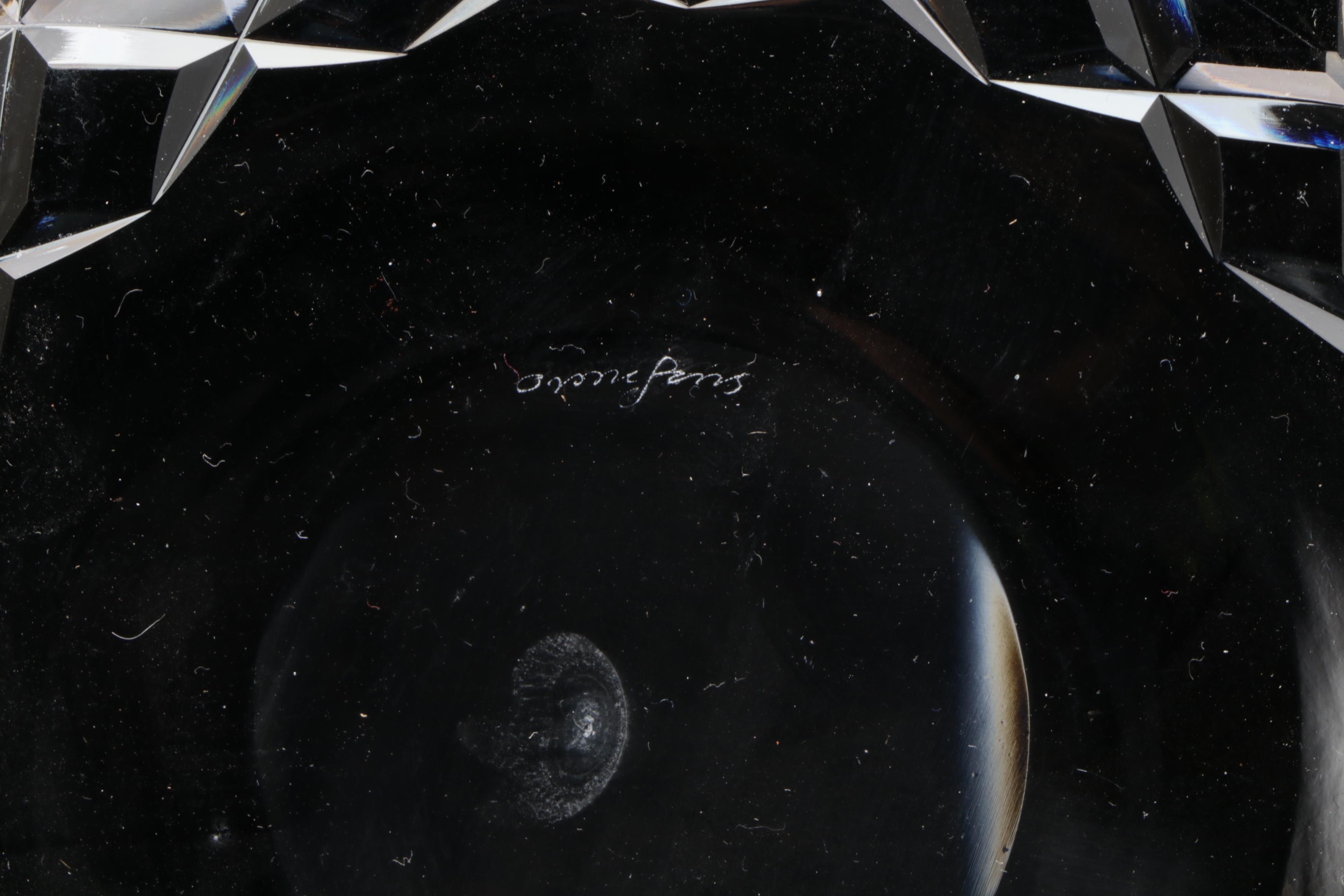 Orrefors "Karolina" Crystal Bread&Butter and Salad Plates and Glass Salt Cellars