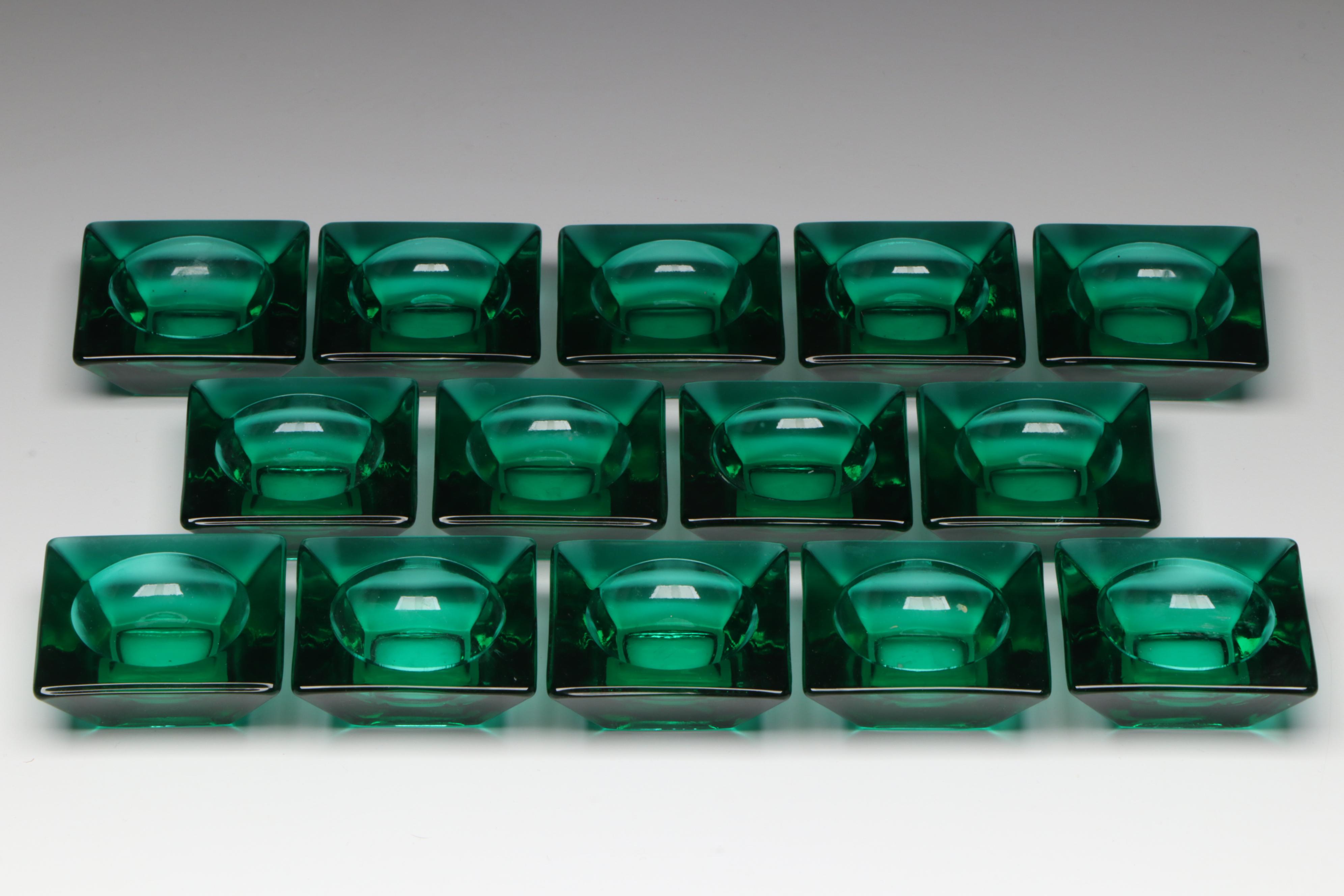 Orrefors "Karolina" Crystal Bread&Butter and Salad Plates and Glass Salt Cellars