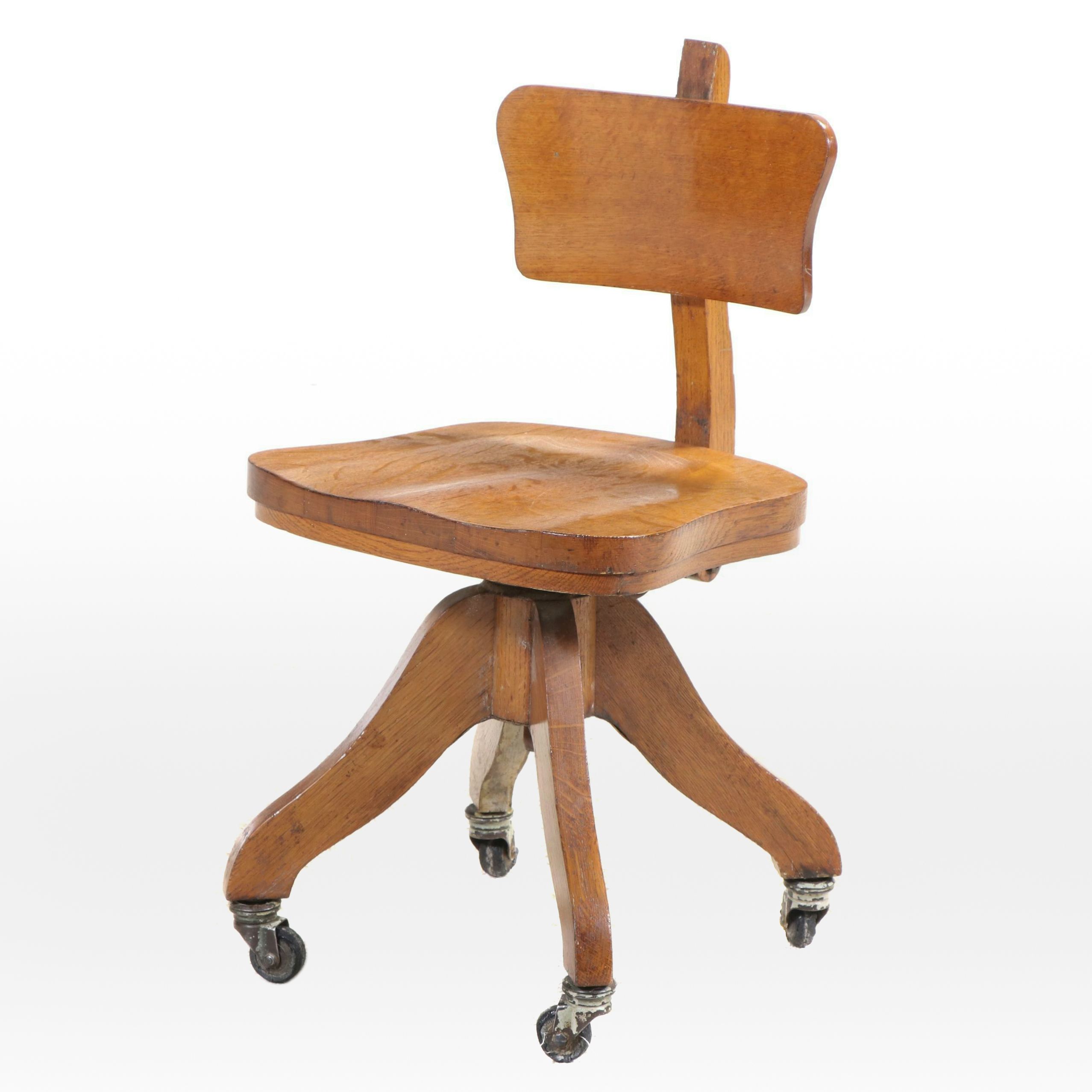 American Quartersawn Oak Swivel-Tilt Desk Chair, pat. 1901