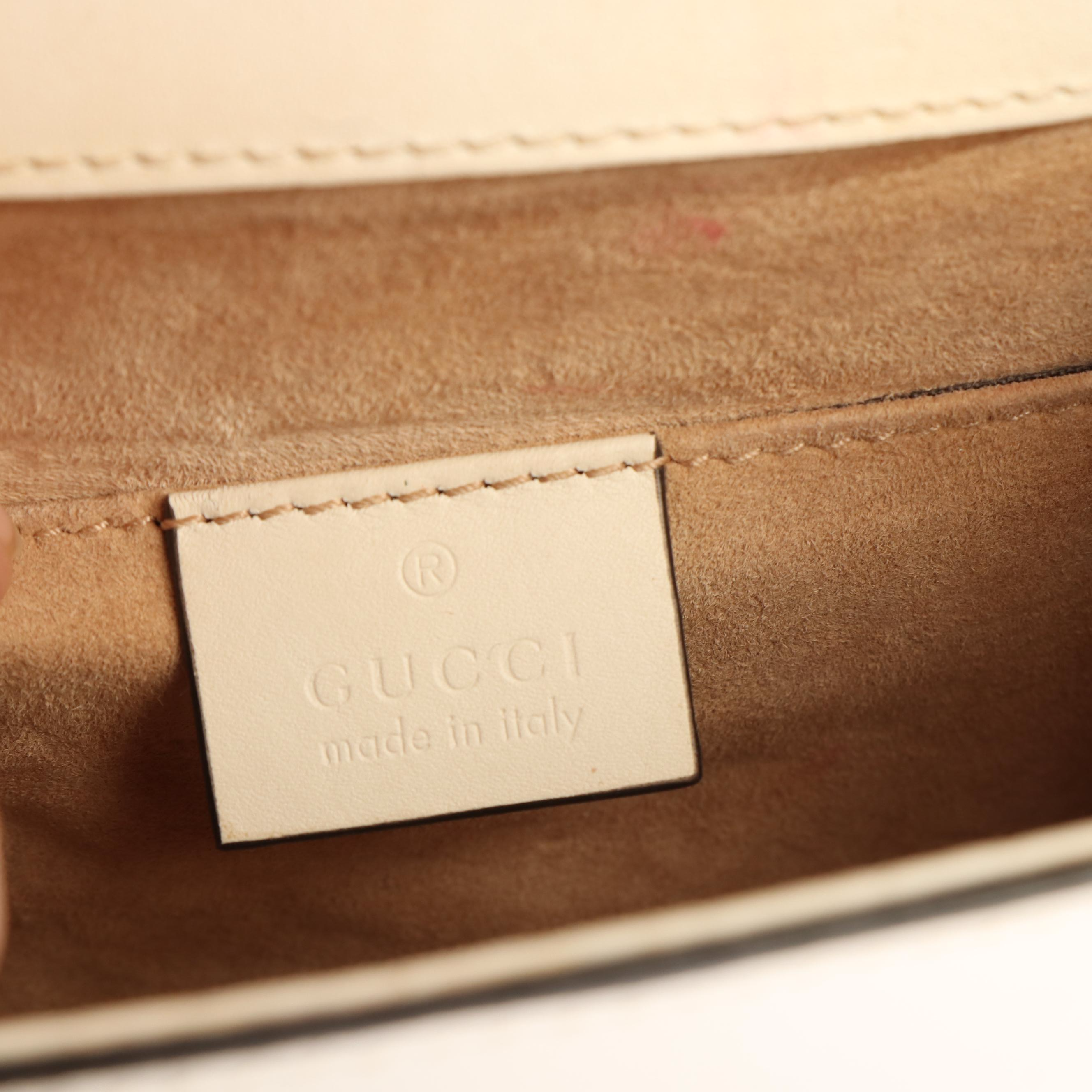 Gucci Lions and Butterflies Studded Sylvie Top Handle Bag in White Calfskin