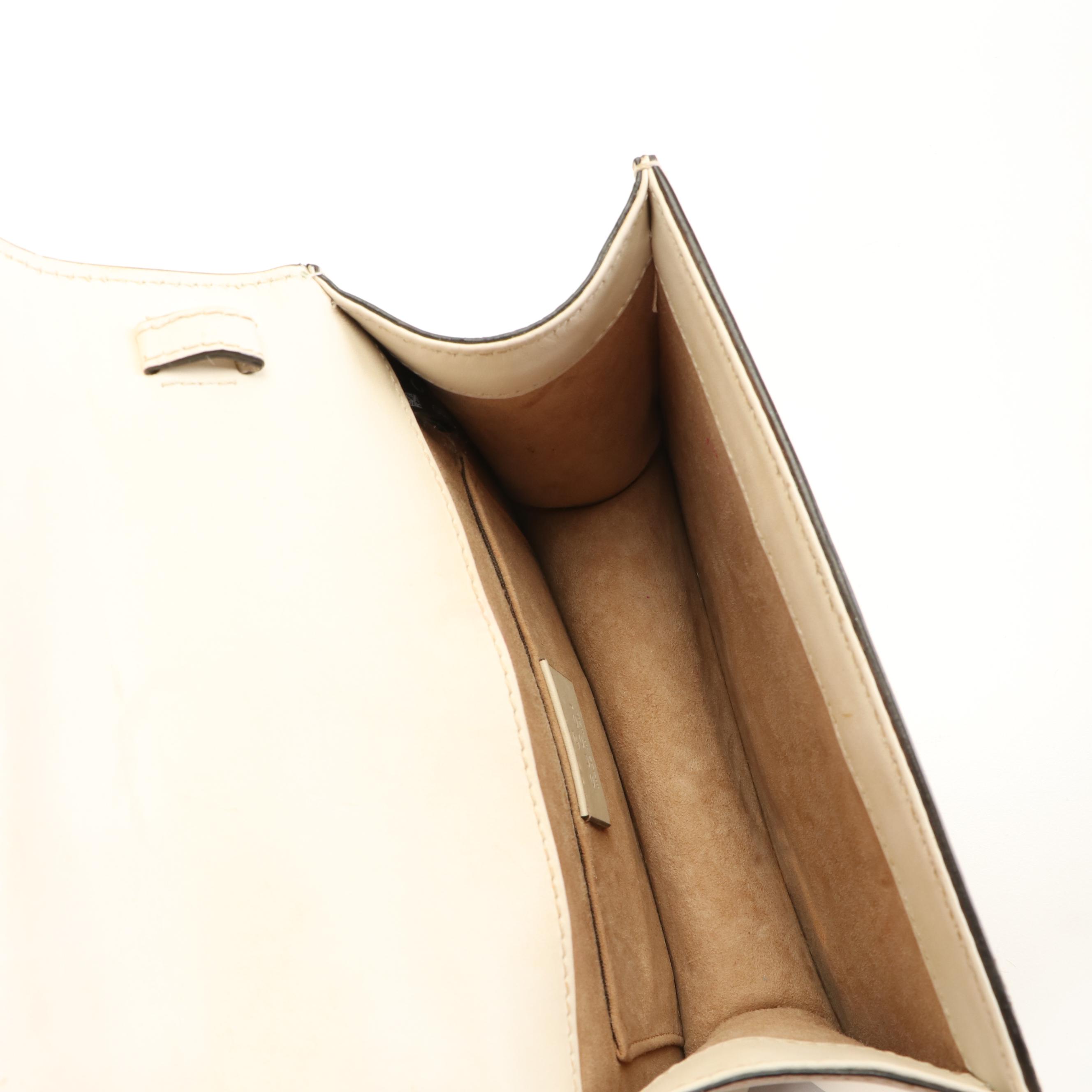 Gucci Lions and Butterflies Studded Sylvie Top Handle Bag in White Calfskin