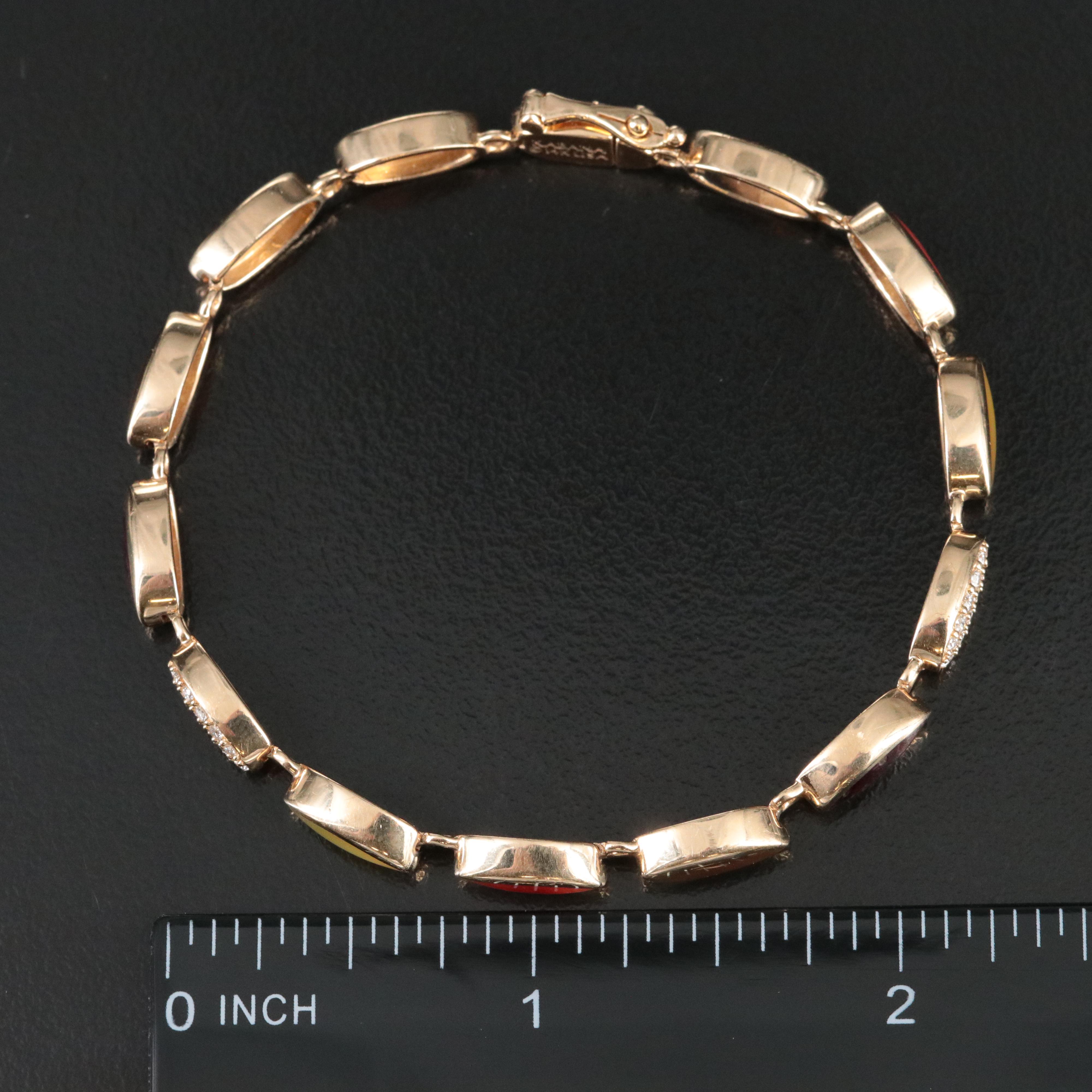 Kabana 14K Diamond, Spiny Oyster and Mother of Pearl Bracelet