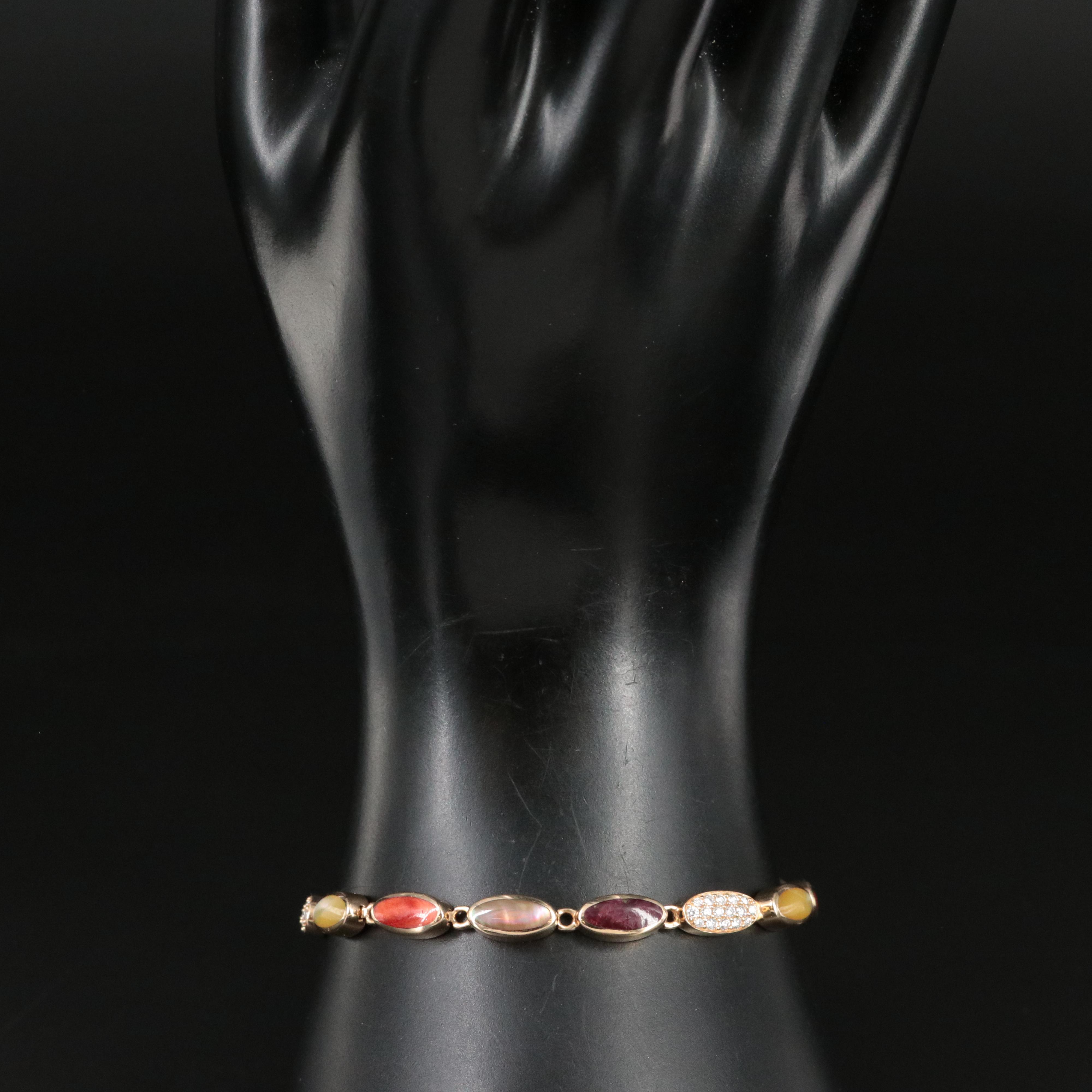 Kabana 14K Diamond, Spiny Oyster and Mother of Pearl Bracelet