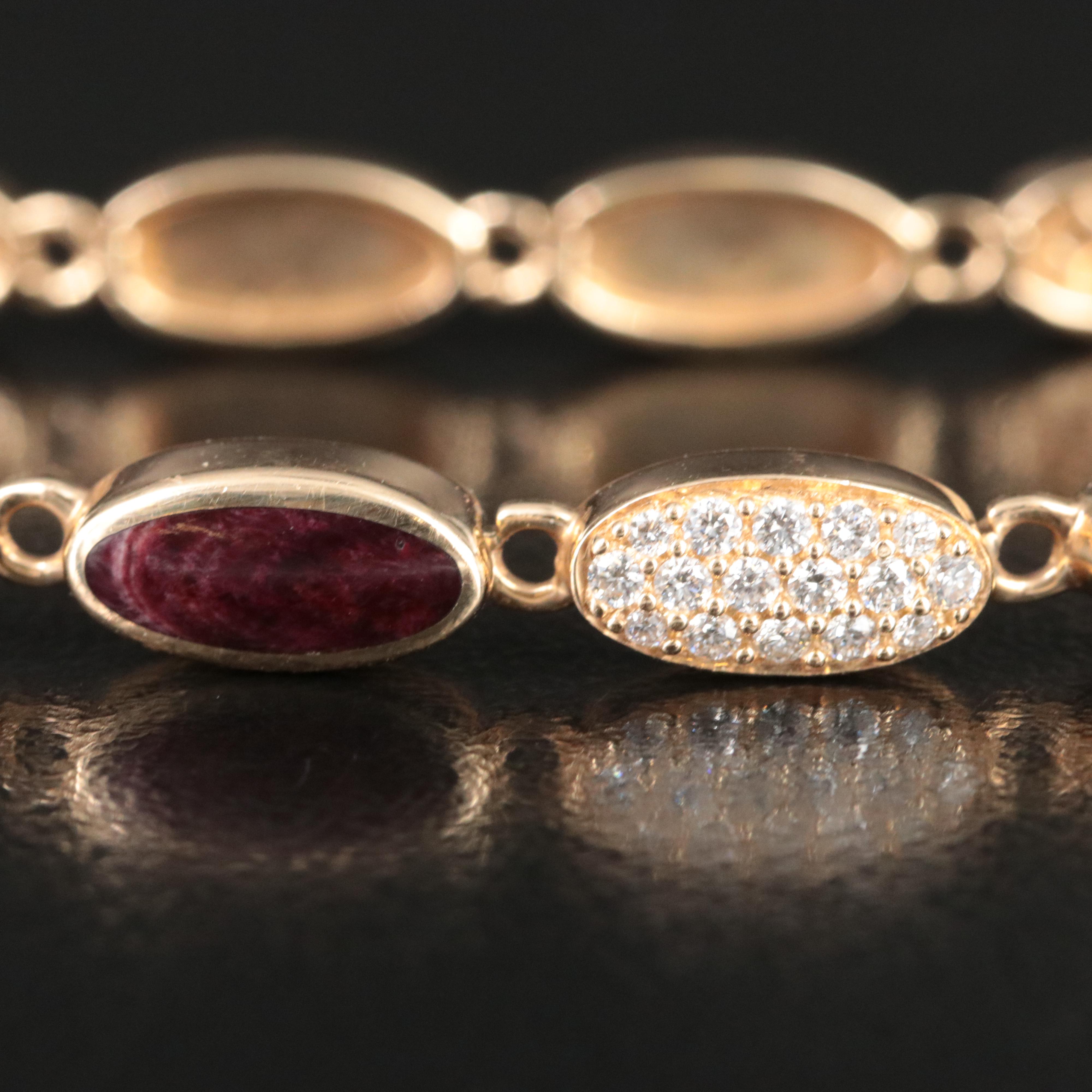 Kabana 14K Diamond, Spiny Oyster and Mother of Pearl Bracelet