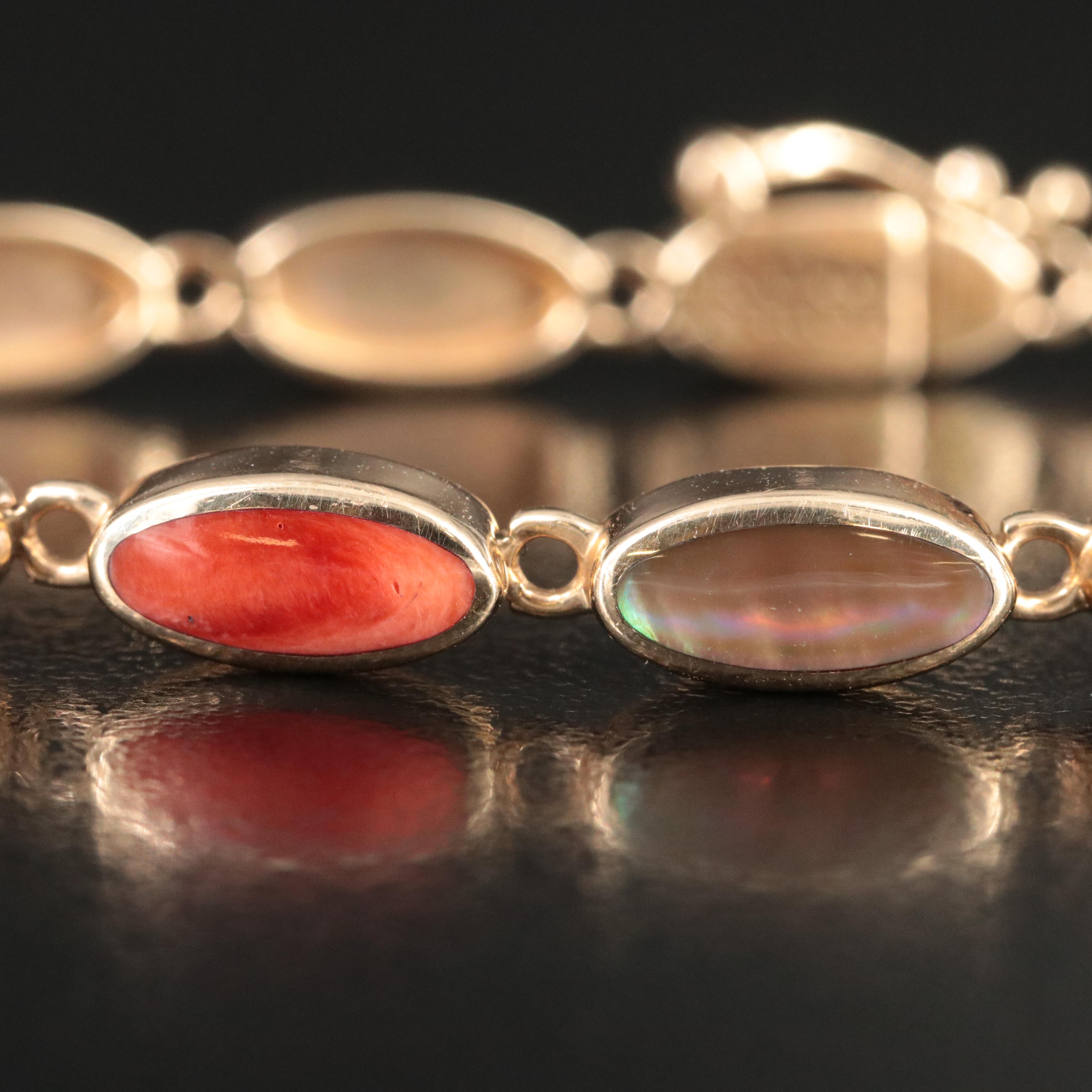 Kabana 14K Diamond, Spiny Oyster and Mother of Pearl Bracelet