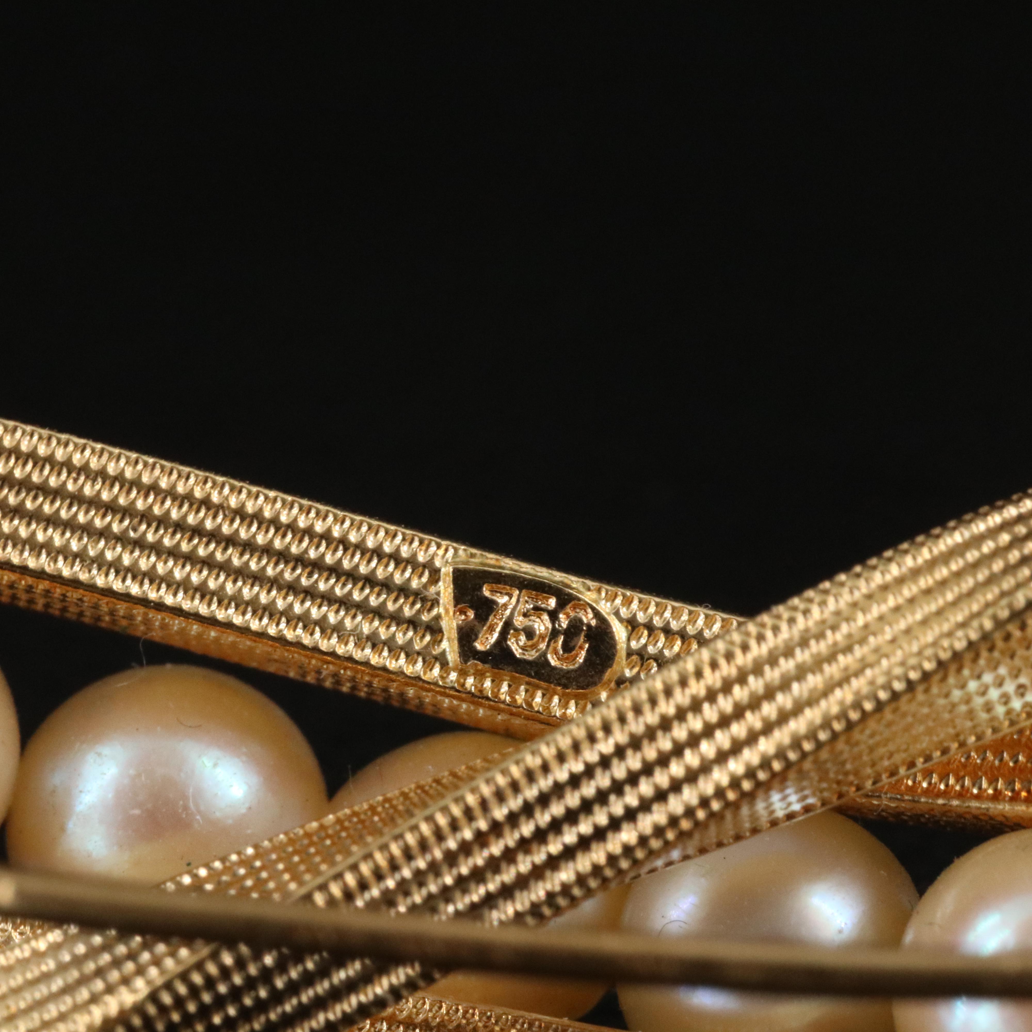 Vintage 18K Pearl Infinity Knot Brooch