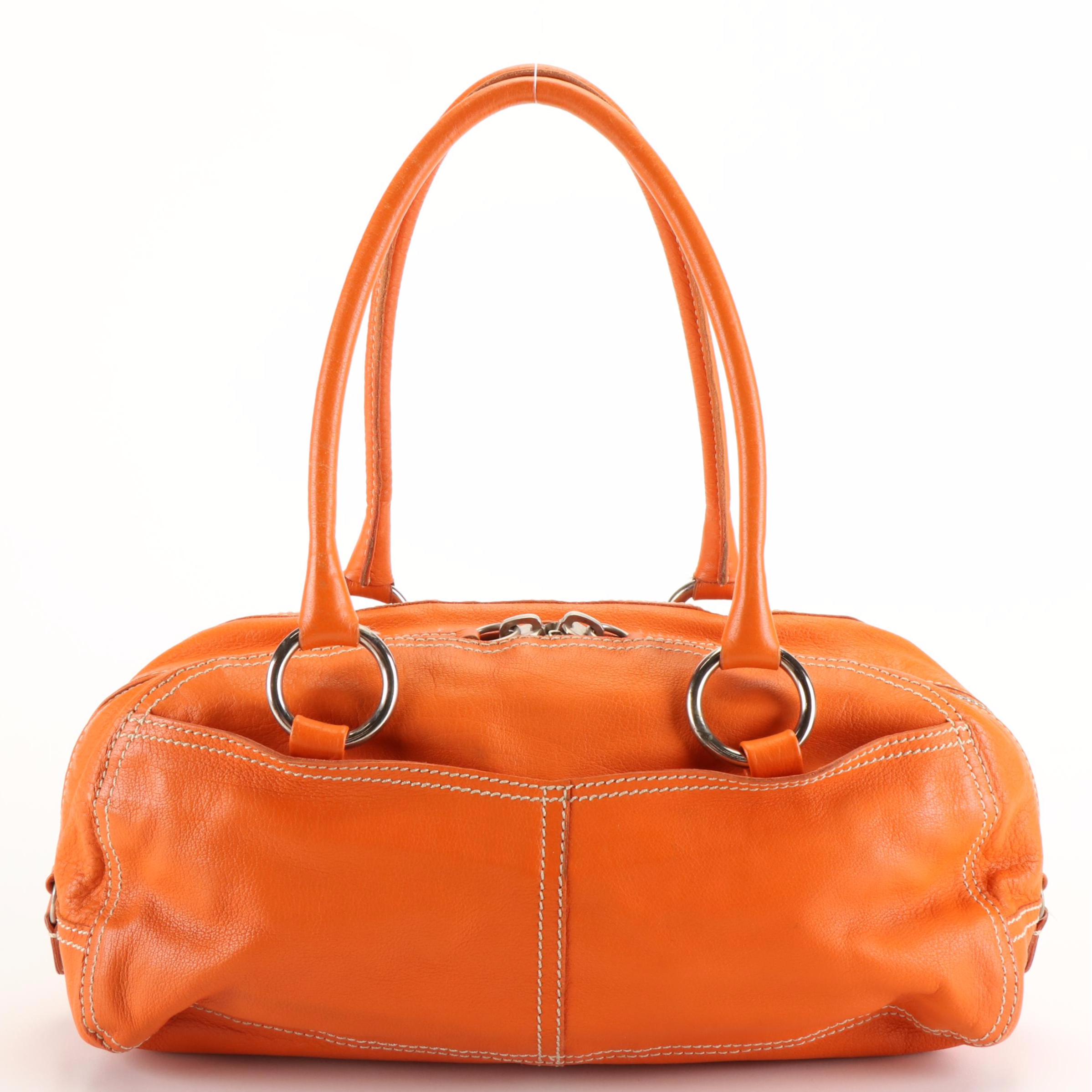 Prada Double Pocket Satchel in Paprika Buffalo Leather