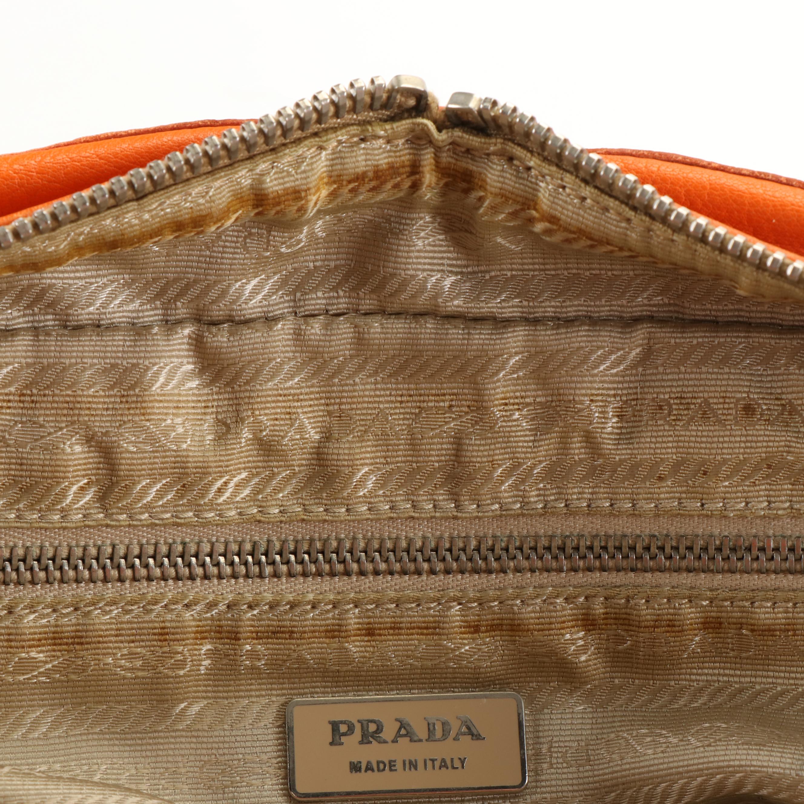 Prada Double Pocket Satchel in Paprika Buffalo Leather