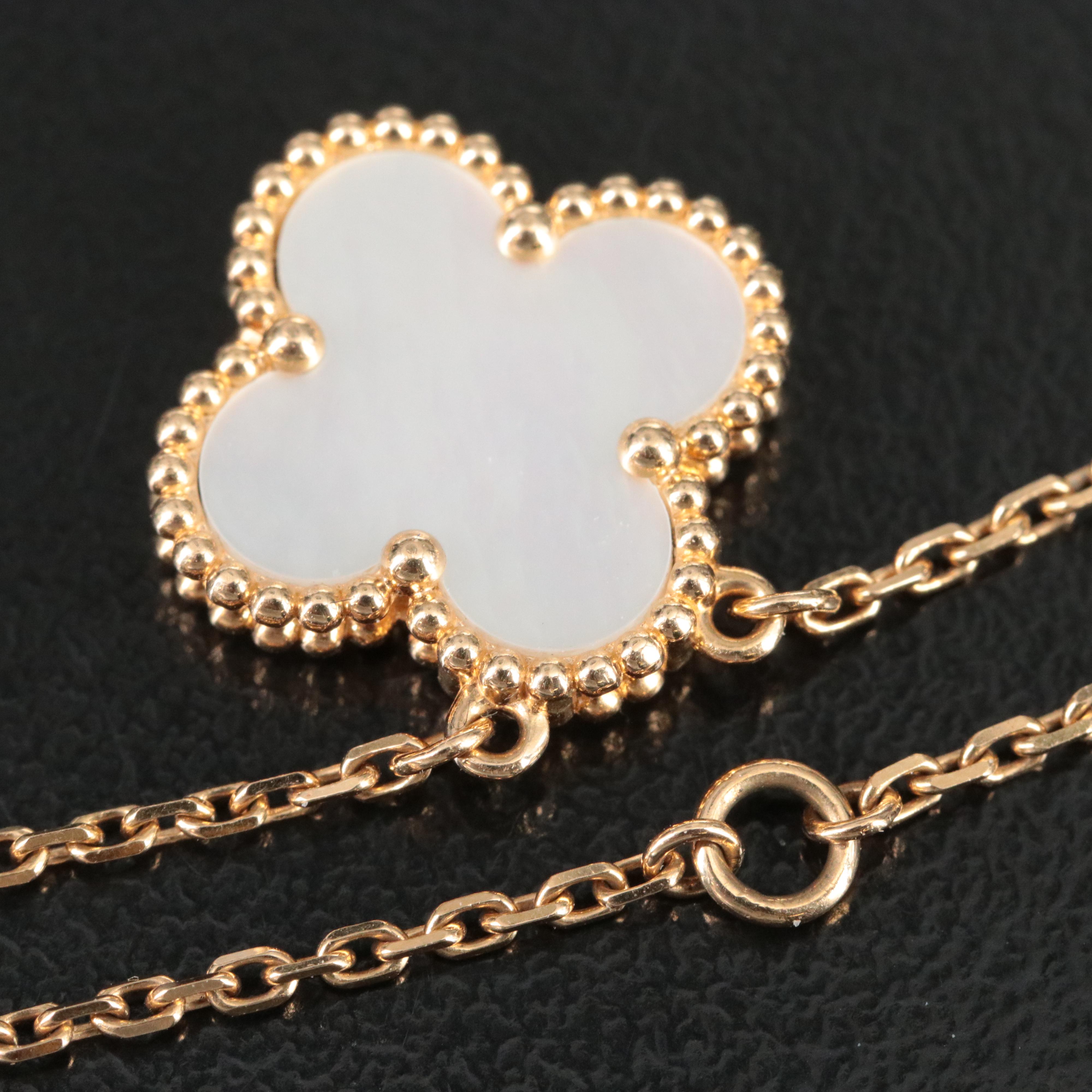 Van Cleef & Arpels Vintage Alhambra 18K Mother of Pearl Necklace