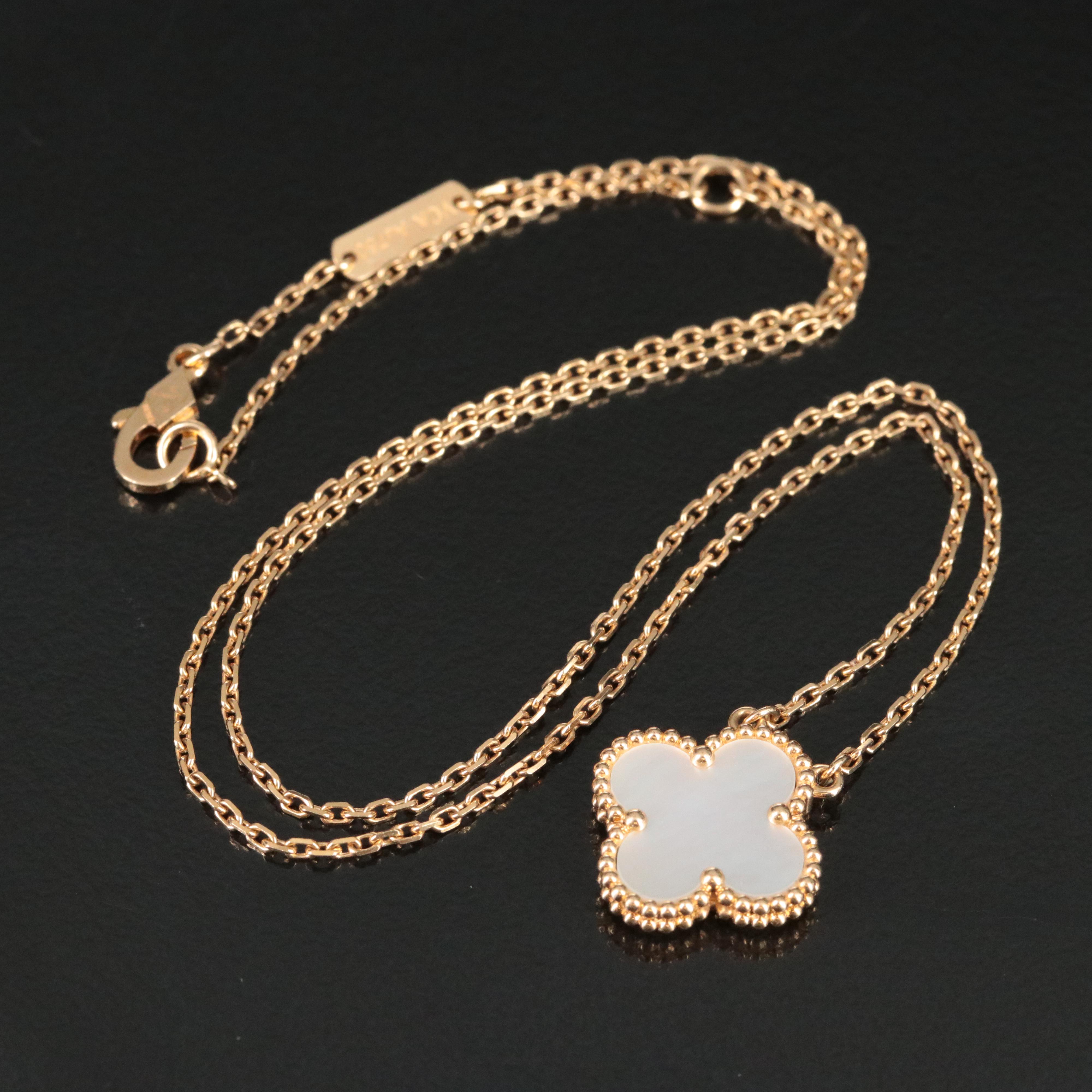 Van Cleef & Arpels Vintage Alhambra 18K Mother of Pearl Necklace