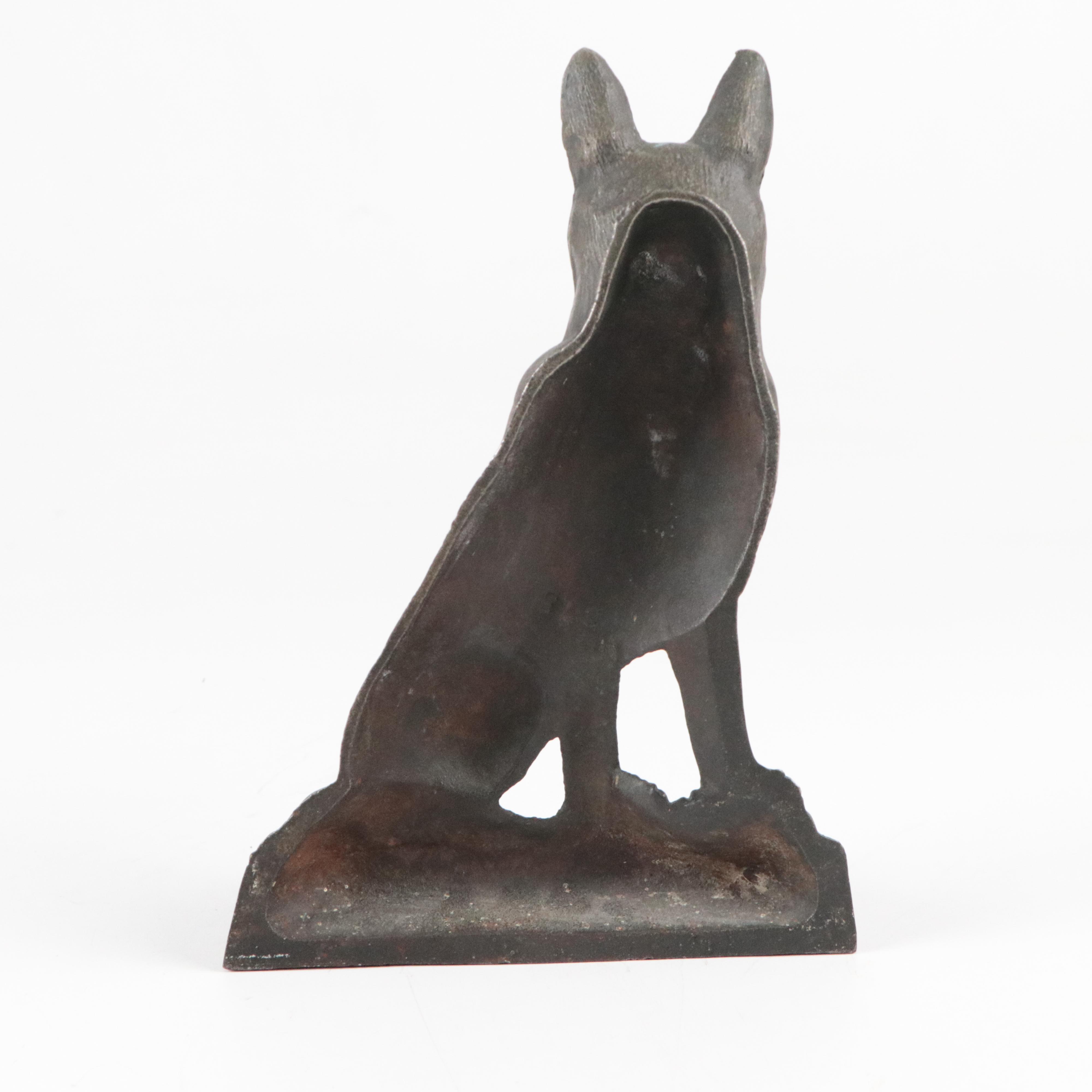 Hubley's Cast Iron "Police Dog" German Shepherd Doorstop, 1920s