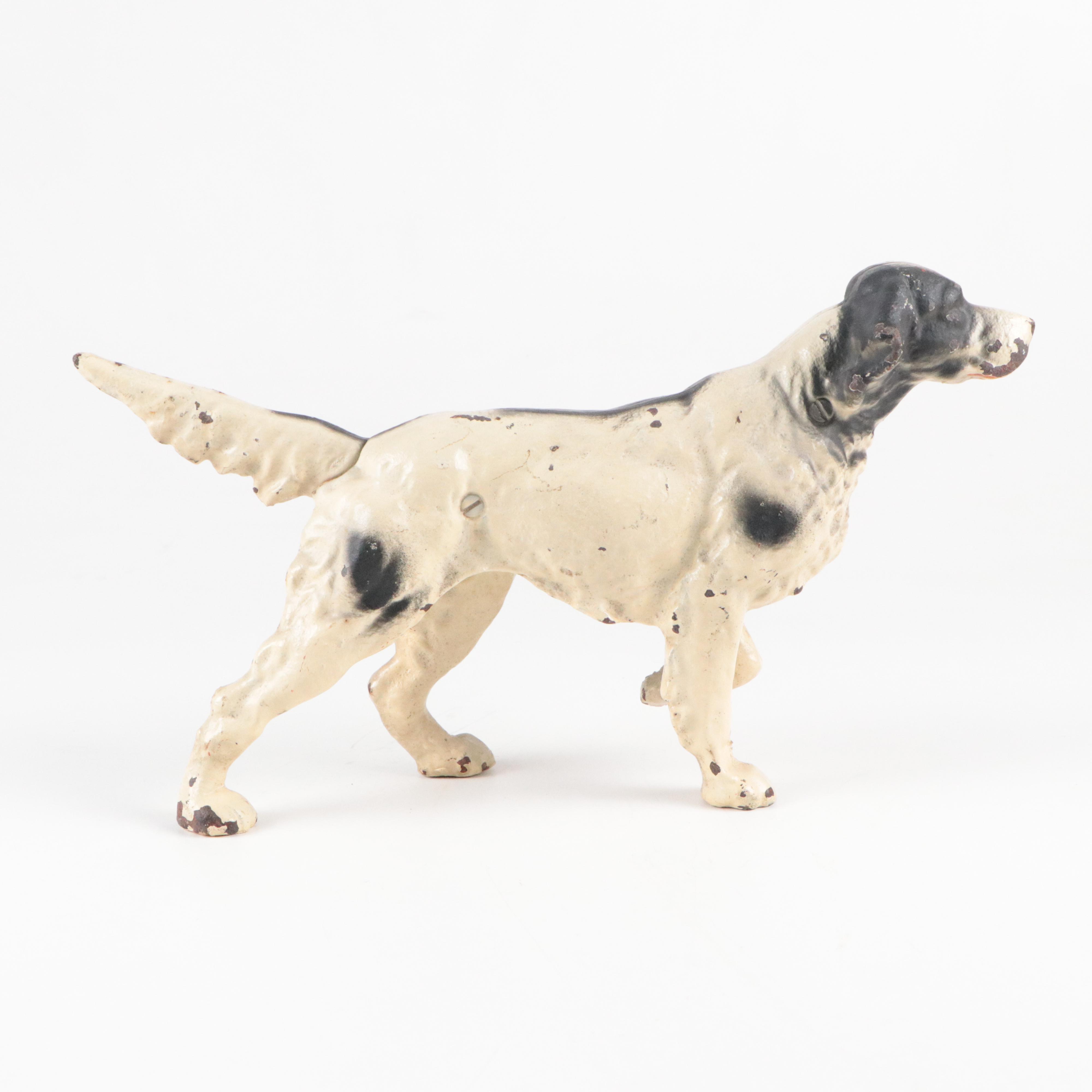 Cold-Painted Cast Iron English Setter Doorstop, Early to Mid-20th Century
