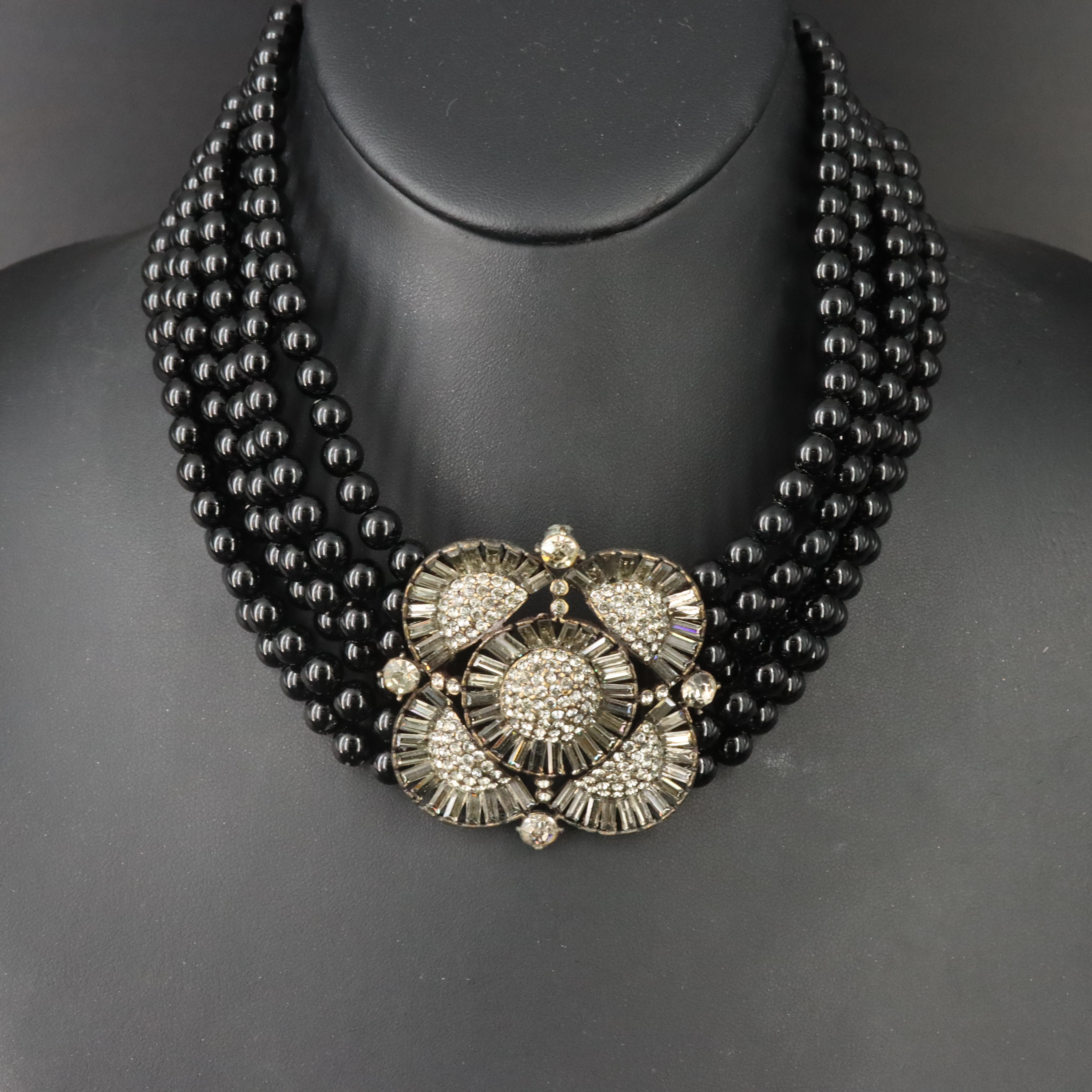 Vintage Rhinestone and Black Onyx Choker