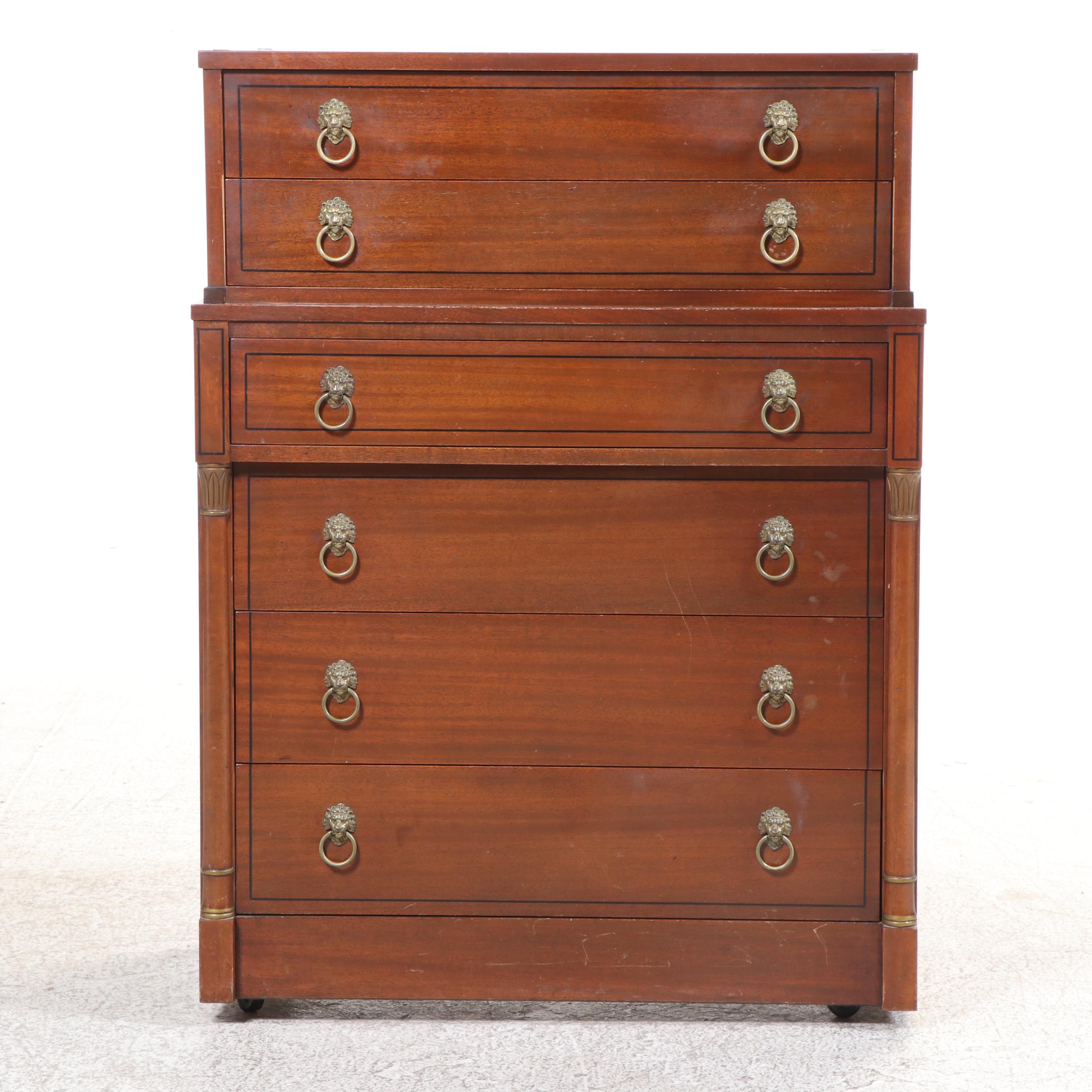 Northern Furniture Co. "Rway" Regency Style Mahogany Six-Drawer Chest