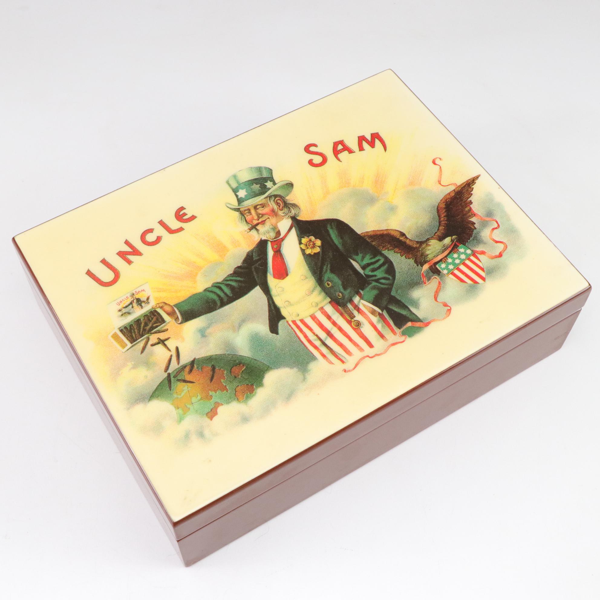 Uncle Sam Themed Cigar Box and Cast Iron Doorstop