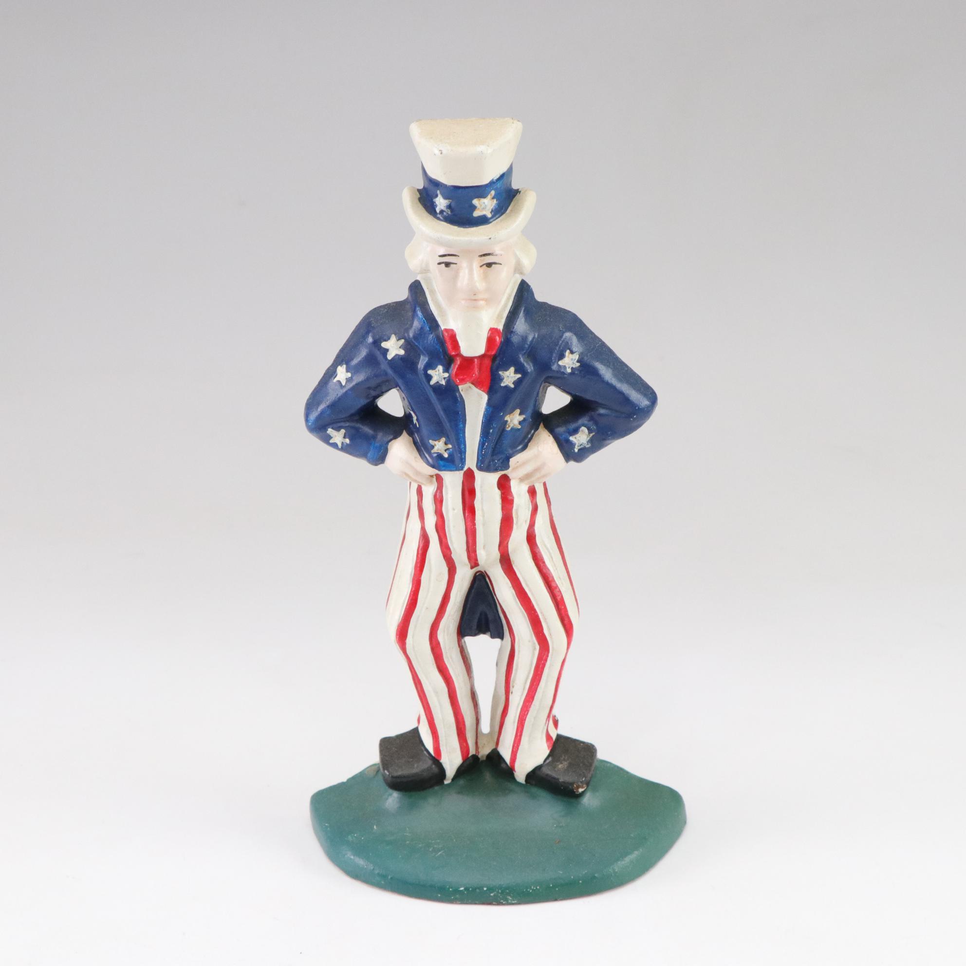 Uncle Sam Themed Cigar Box and Cast Iron Doorstop