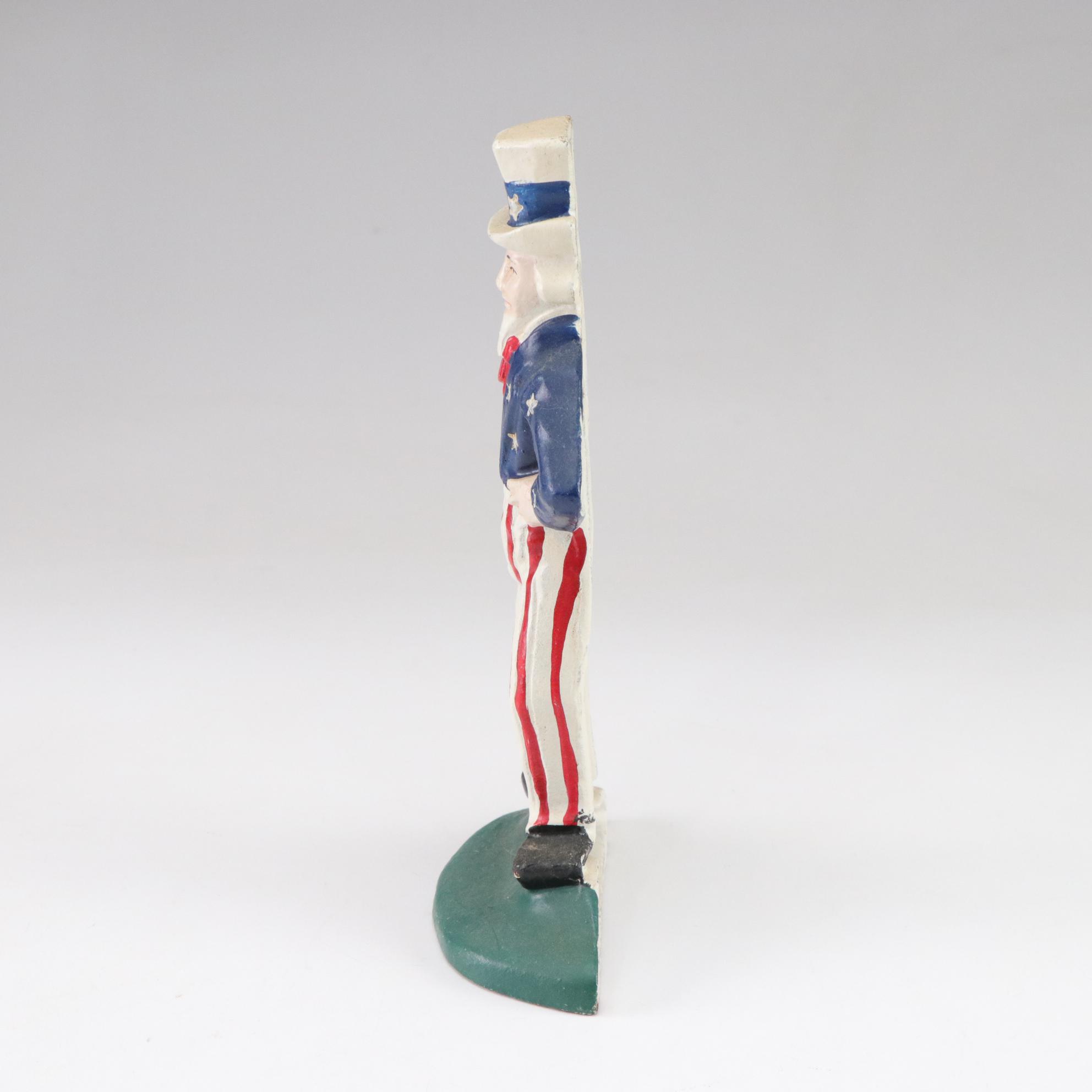 Uncle Sam Themed Cigar Box and Cast Iron Doorstop
