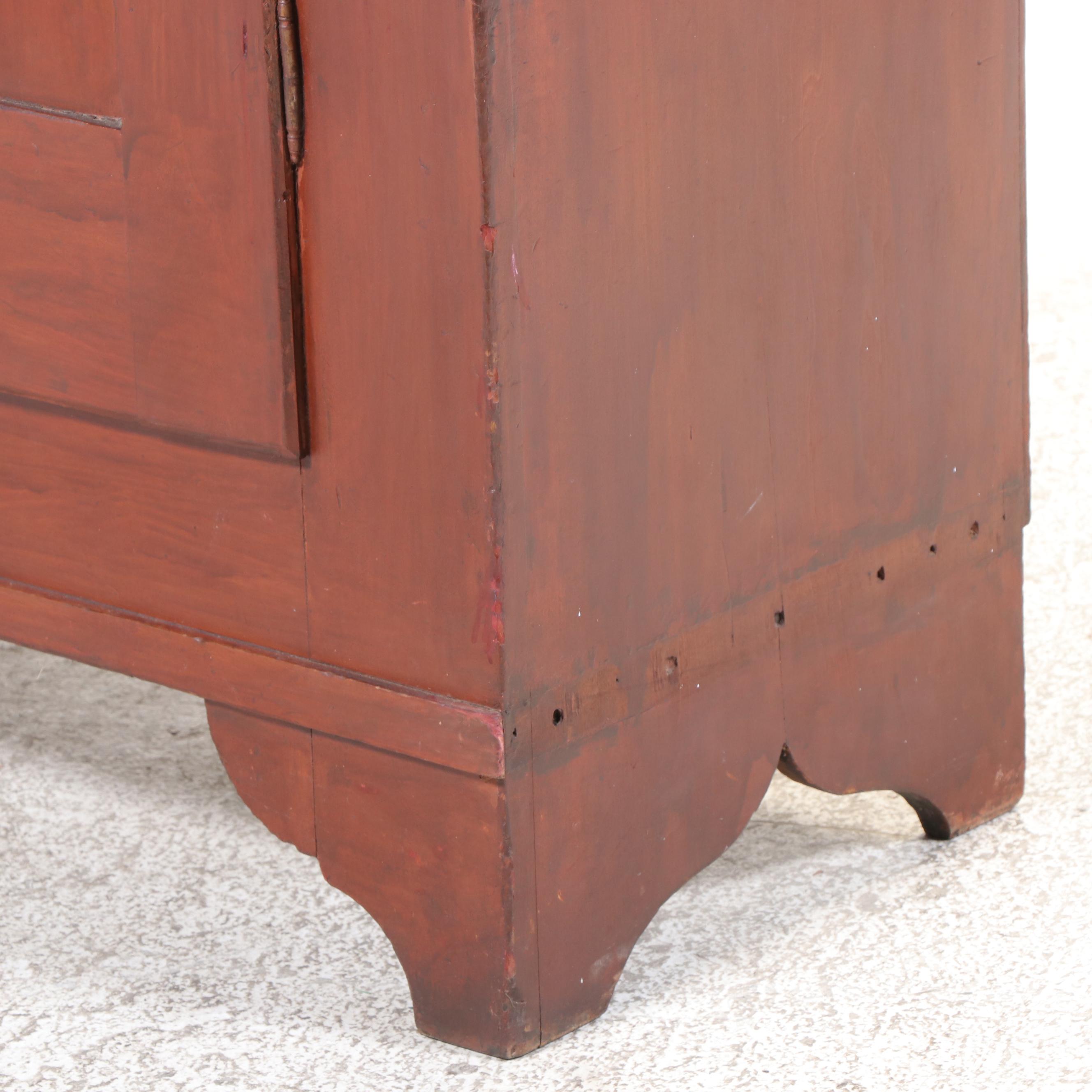 American Primitive Red-Washed Poplar Flat-Wall Cupboard, 19th Century