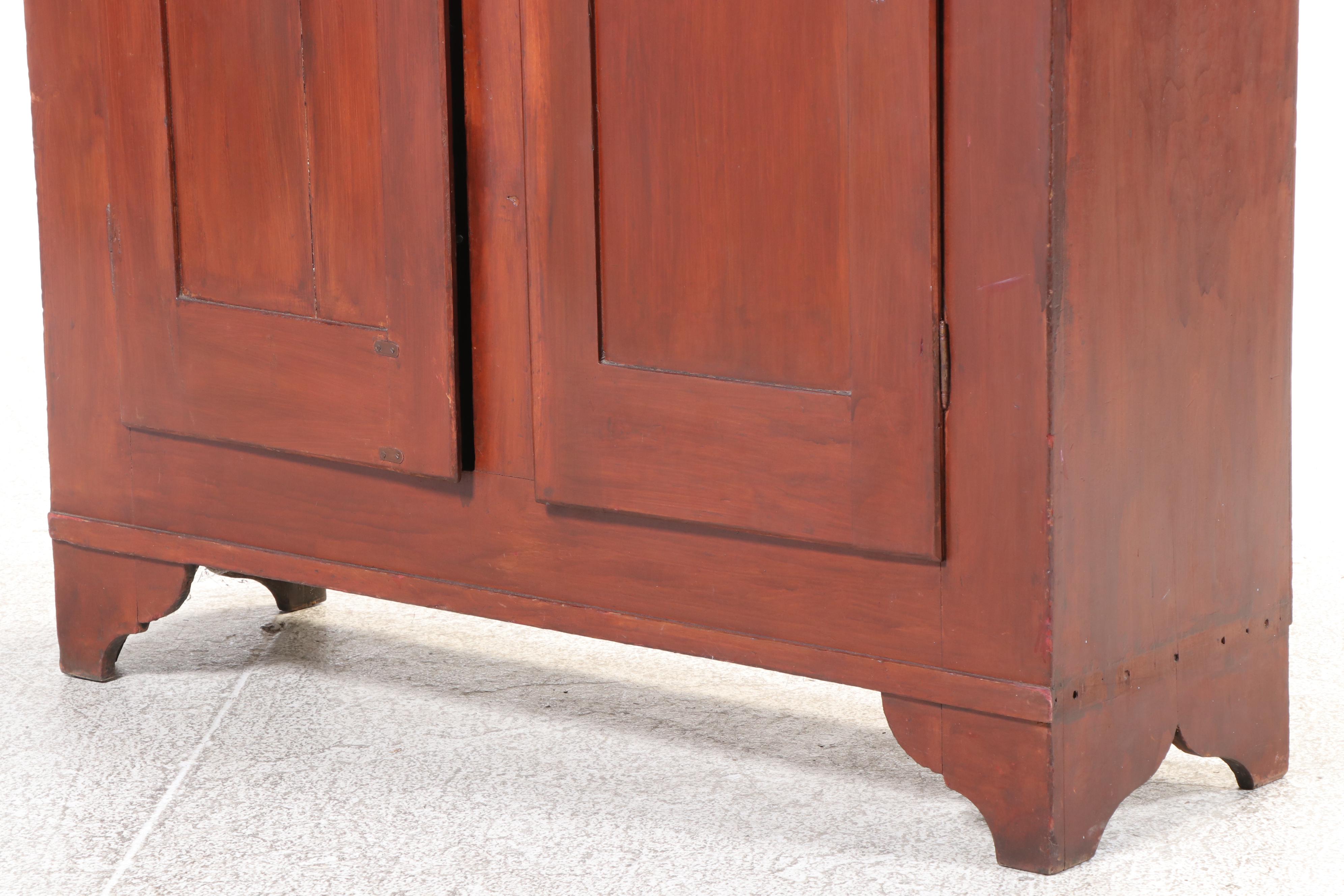American Primitive Red-Washed Poplar Flat-Wall Cupboard, 19th Century
