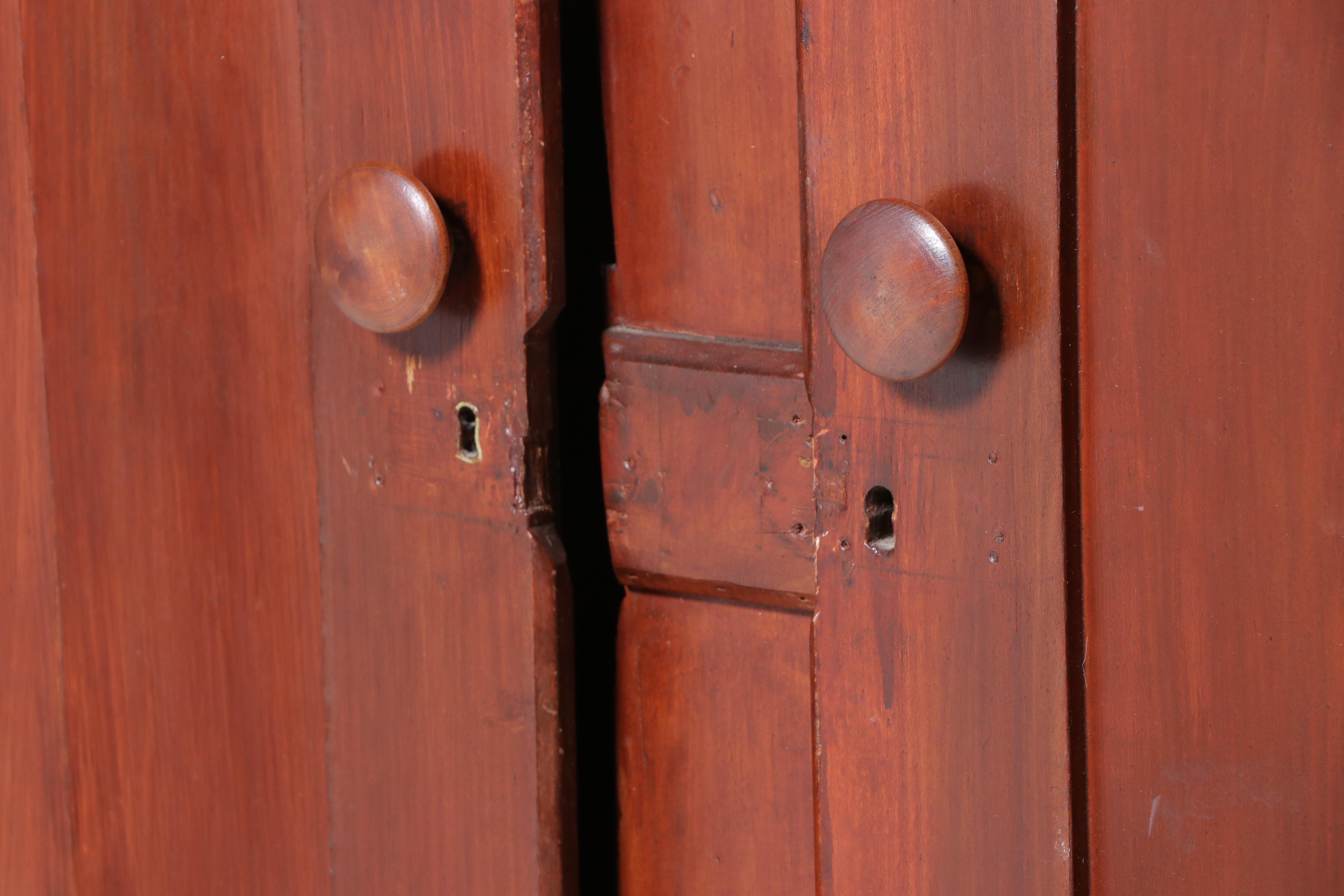 American Primitive Red-Washed Poplar Flat-Wall Cupboard, 19th Century