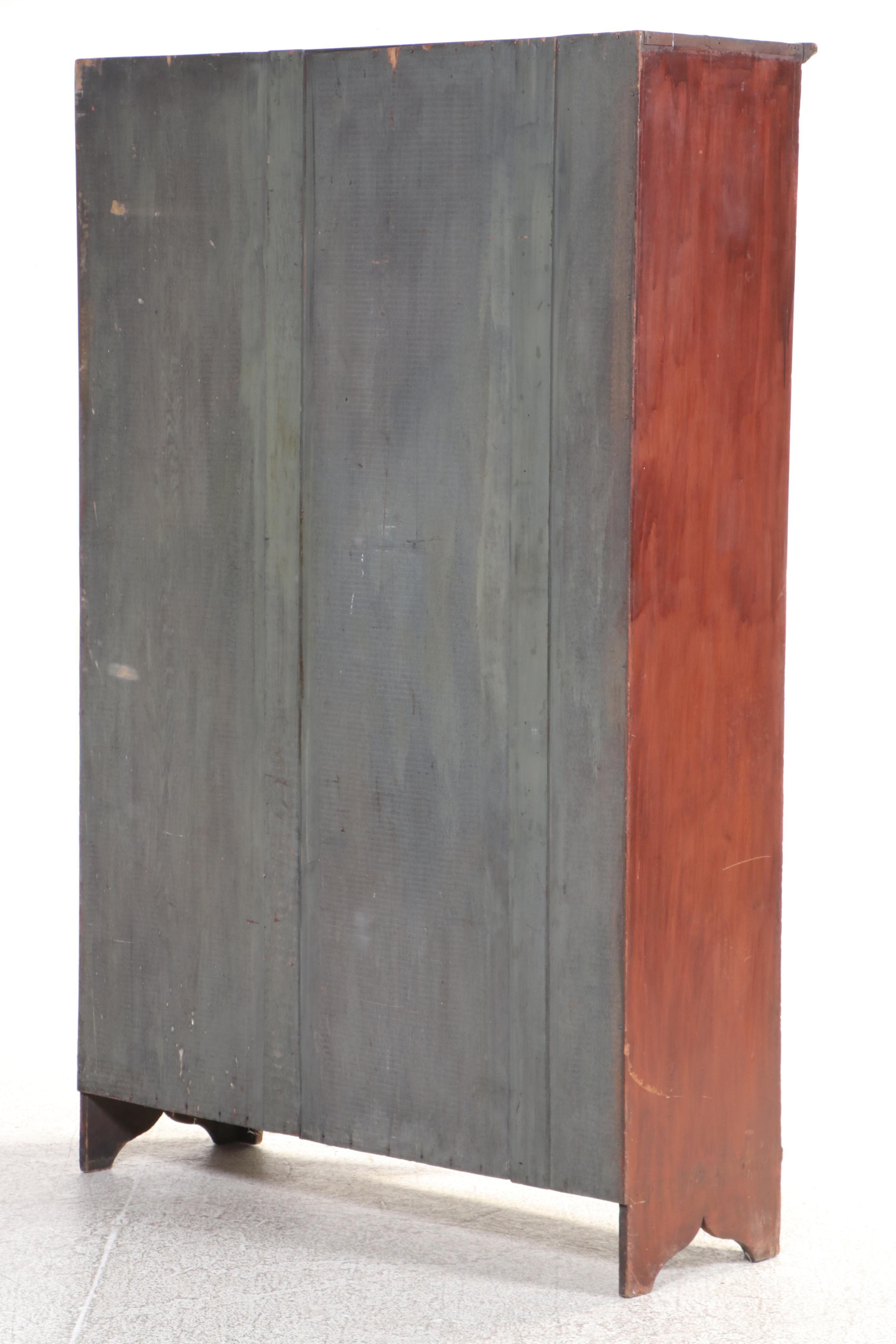 American Primitive Red-Washed Poplar Flat-Wall Cupboard, 19th Century