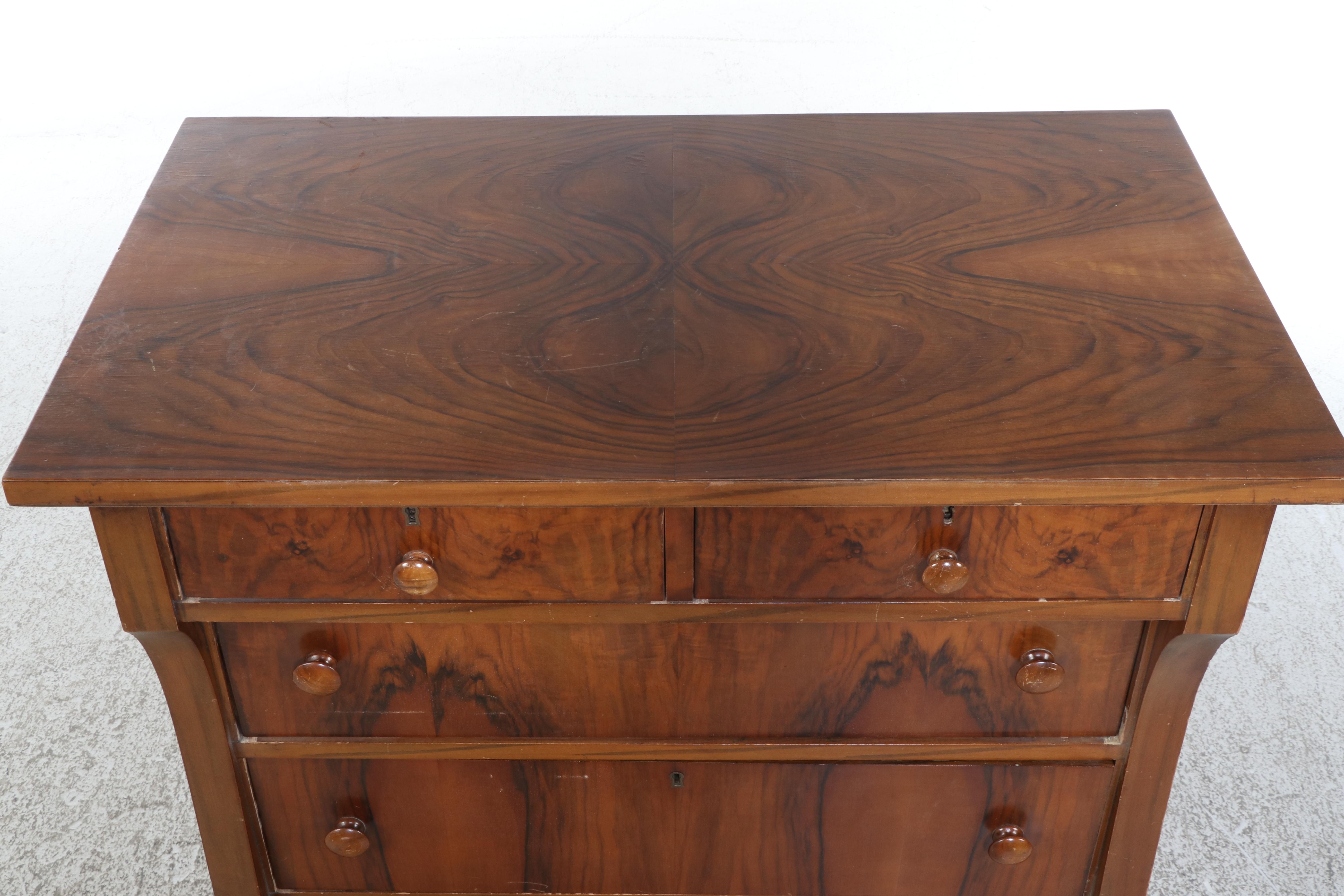 Chittenden & Eastman Co. Empire Revival Figured Walnut Six-Drawer Chest