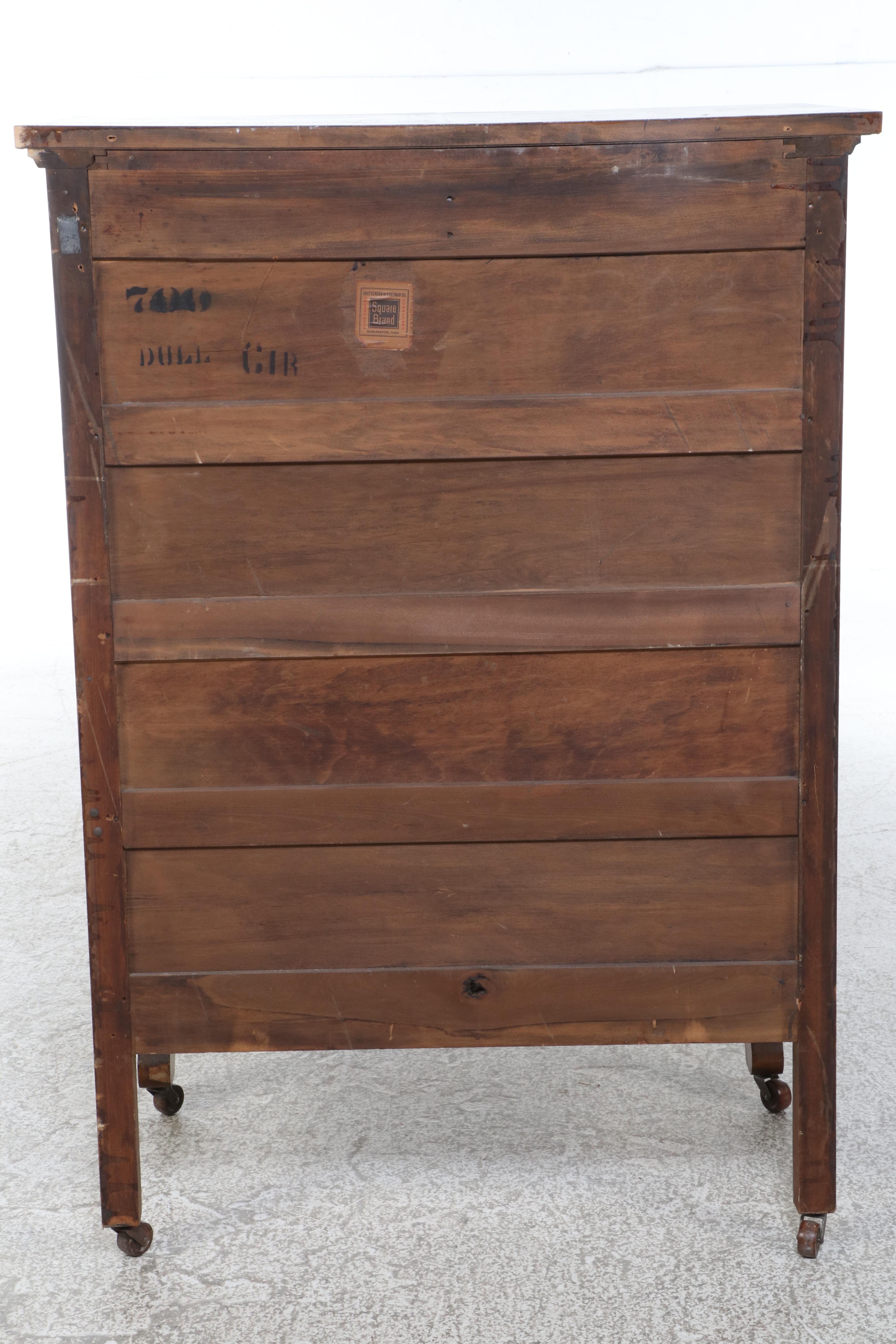 Chittenden & Eastman Co. Empire Revival Figured Walnut Six-Drawer Chest