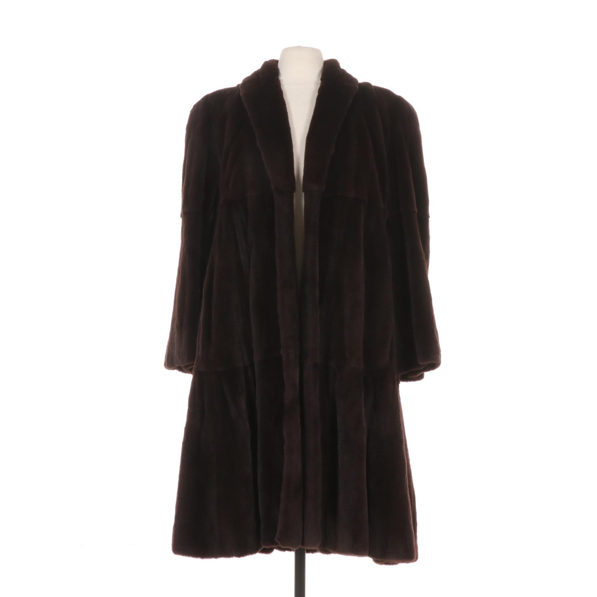 Chocolate Sheared Mink Fur Cape Coat